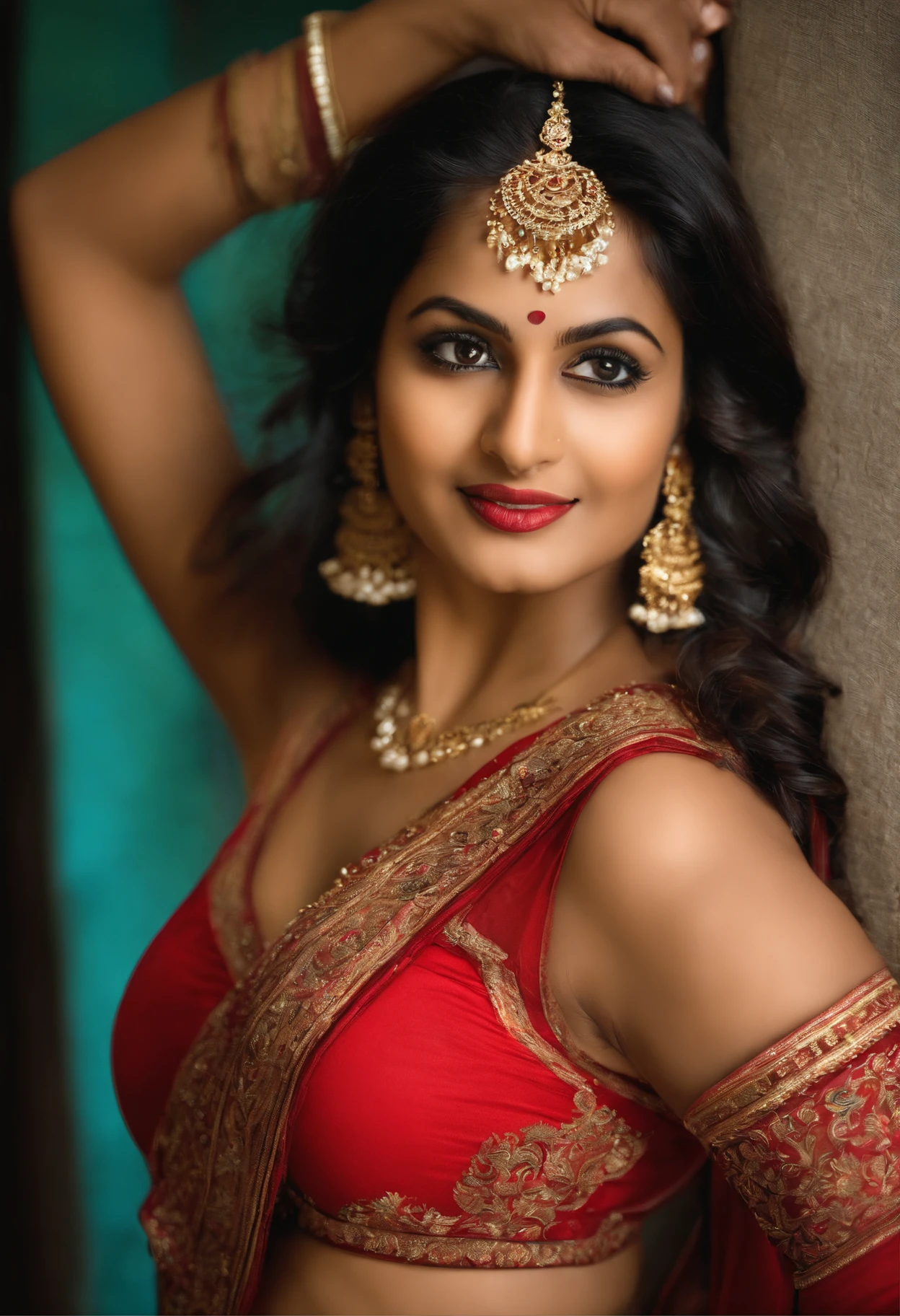 Indian girl in red bra