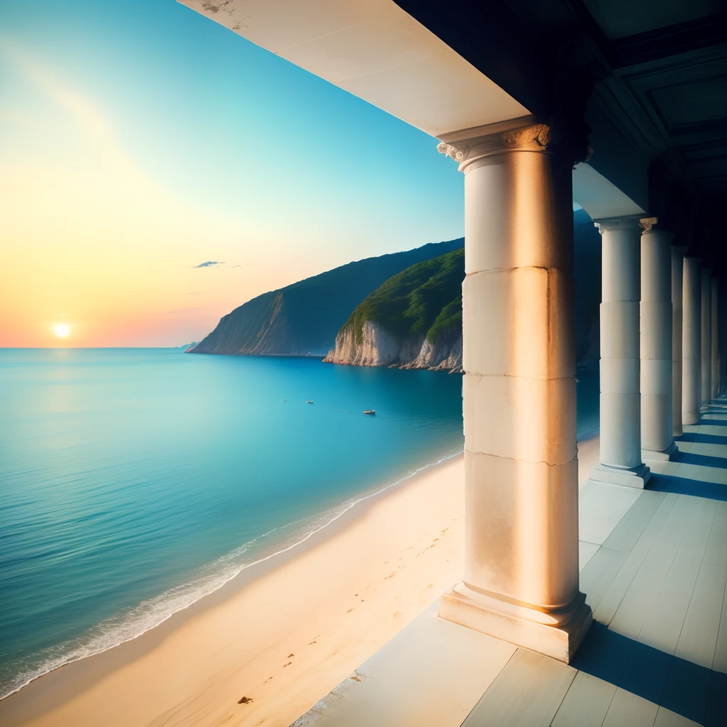 Pillars on sea side