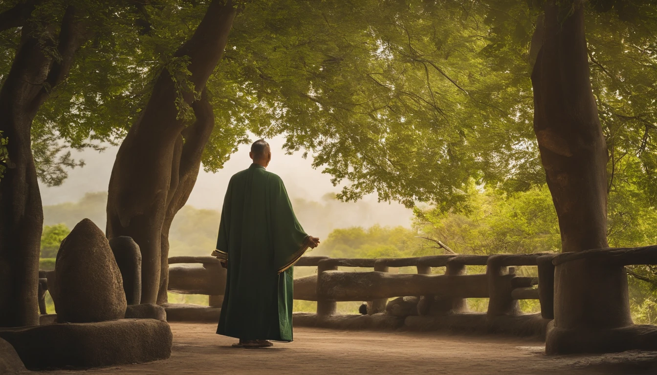 https://World Wide Web.haiyiai.。.。.com/explore/detail/CJHLPS94msbfctkimq90,fat,The old man wore a loose brown monk's robe,The pleats flutter in the breeze。Behind him are green trees。He clasped his hands together,It exudes an air of peace and tranquility,With a smile,The eyes are gentle and bright。He stood there quietly,It seems to be at one with nature,Exudes a peaceful spirituality,Look ahead。