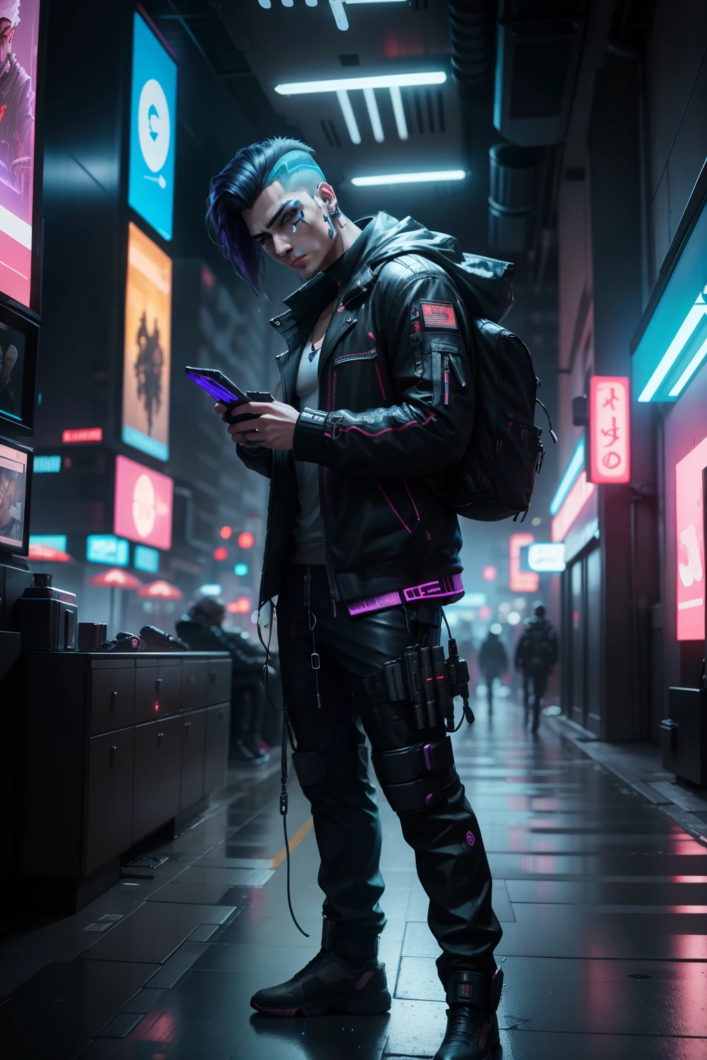 cyberpunk handsome boy, realistic face,8k, ultra realistic,with cat