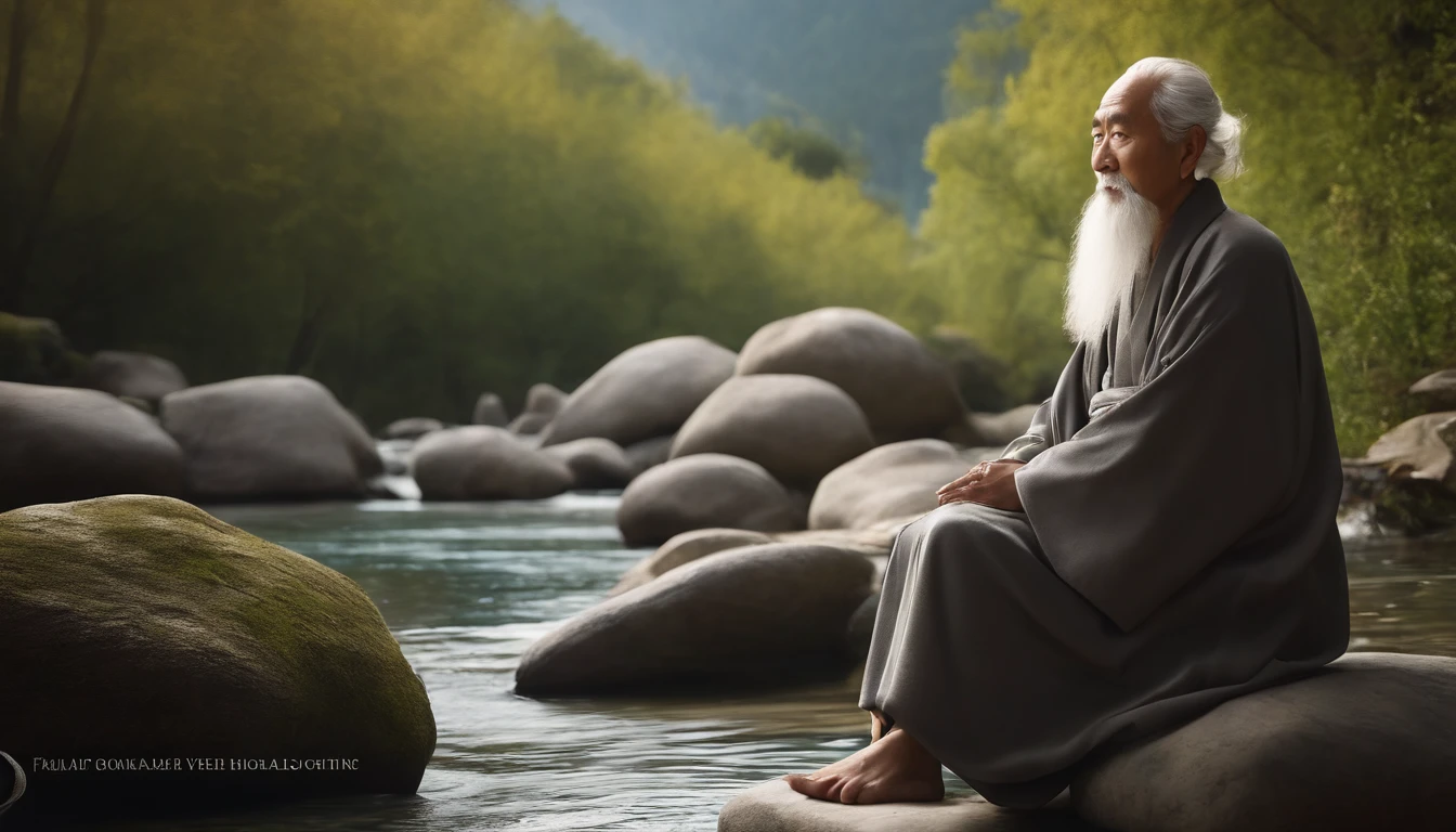 Imagine Zen Old Man, Gray robe, largeeyes, Smile and meditate, Face the camera, Full body photo, Frontal photo, The background is alpine flowing water, Chinese wind, the detail, Cinematic light, High quality --ar 3:4[Pictures], 。.。.。.3D, surrealism, Cinematic lighting, hyper HD, Super detail, Textured skin, hyper HD, ccurate, Textured skin, High details