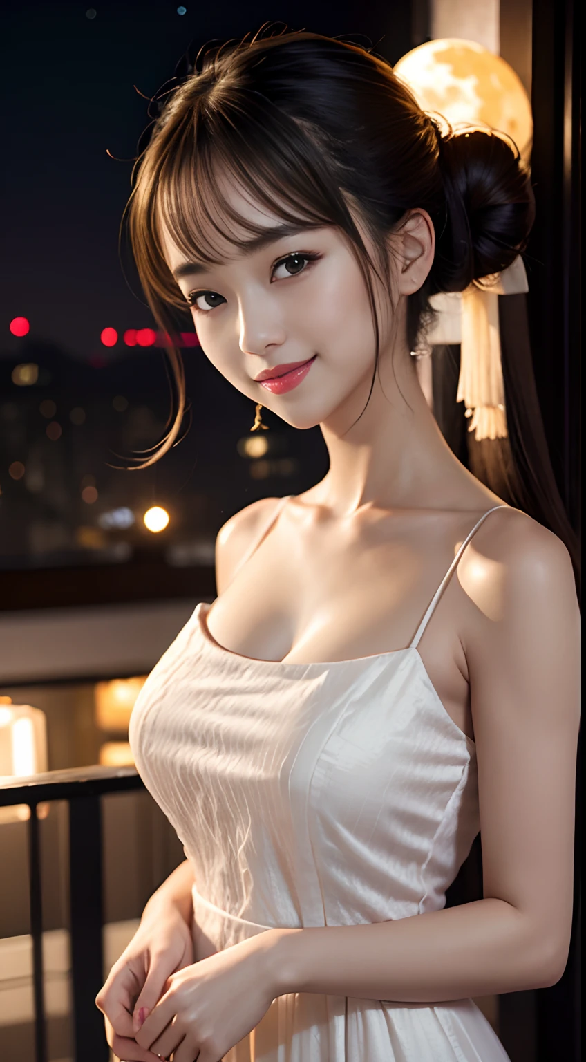 Tropical sandy beach、(Highest quality), (Tabletop), (High resolution), (Intricate details:0.2),(Professional Lighting), gown, Detailed Background,Off the shoulder, (Previous View), One Girl, alone, (Beautiful Face), The body is slim, Fine skin, smile, Blonde in a ponytail, Beautiful Eyes, View the viewer,Ample breasts、