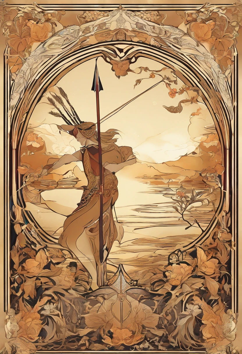 An arrow，Shoot towards the sun，Completely realistic,Full high resolution, Well made，detail-rich.中景 the scene is