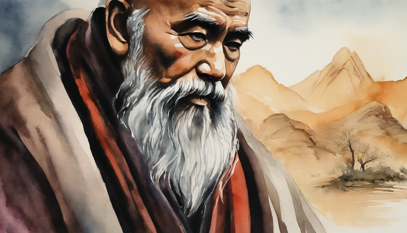 Bodhidharma　ink and watercolor painting