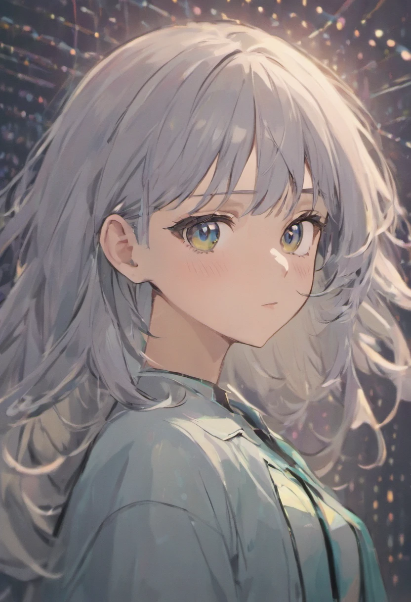 (Girl with gray hair, Strong gaze, Perforated teenagers:1.2)Hairstyle reference,Shigego Gojo