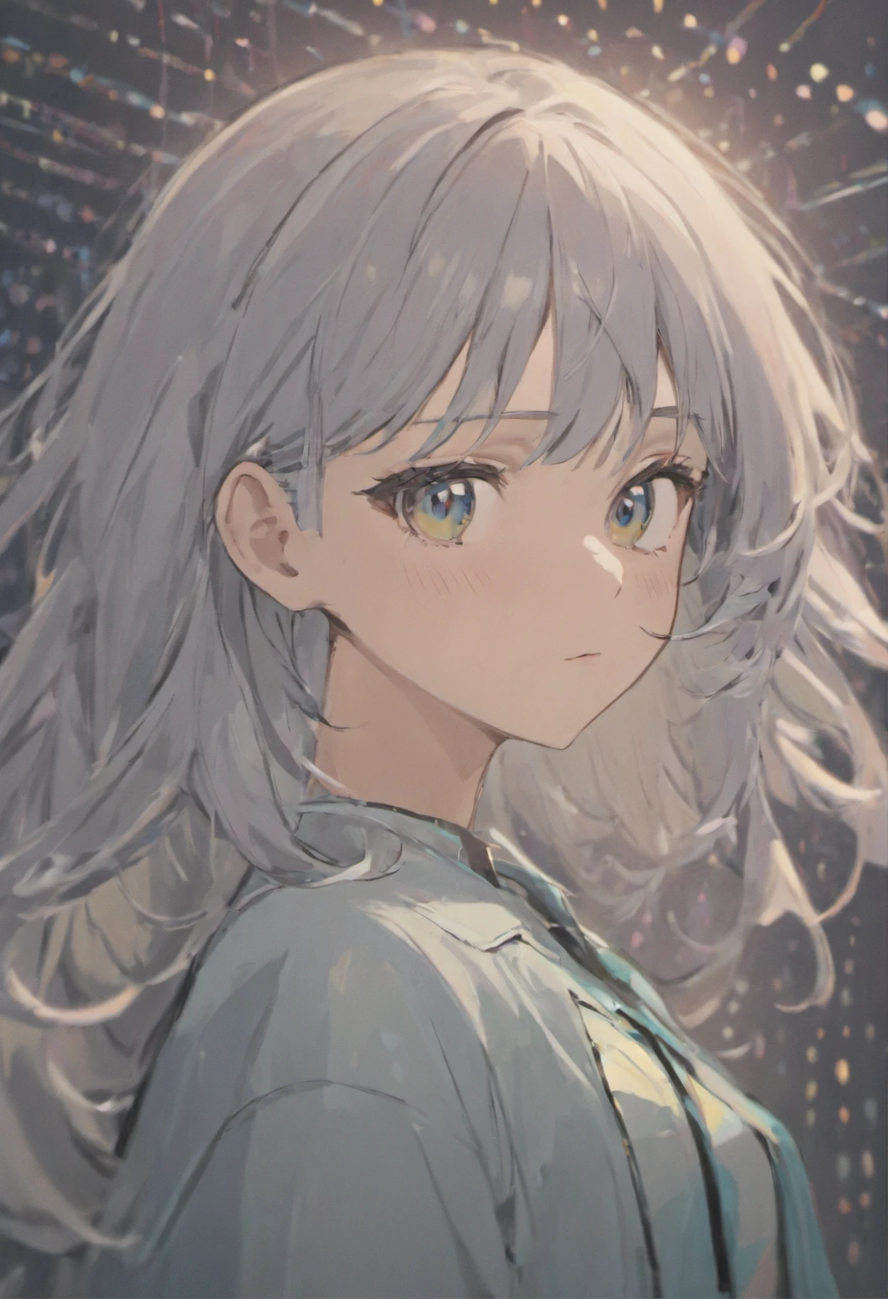 (Girl with gray hair, Strong gaze, Perforated agers:1.2)Hairstyle reference,Shigego Gojo