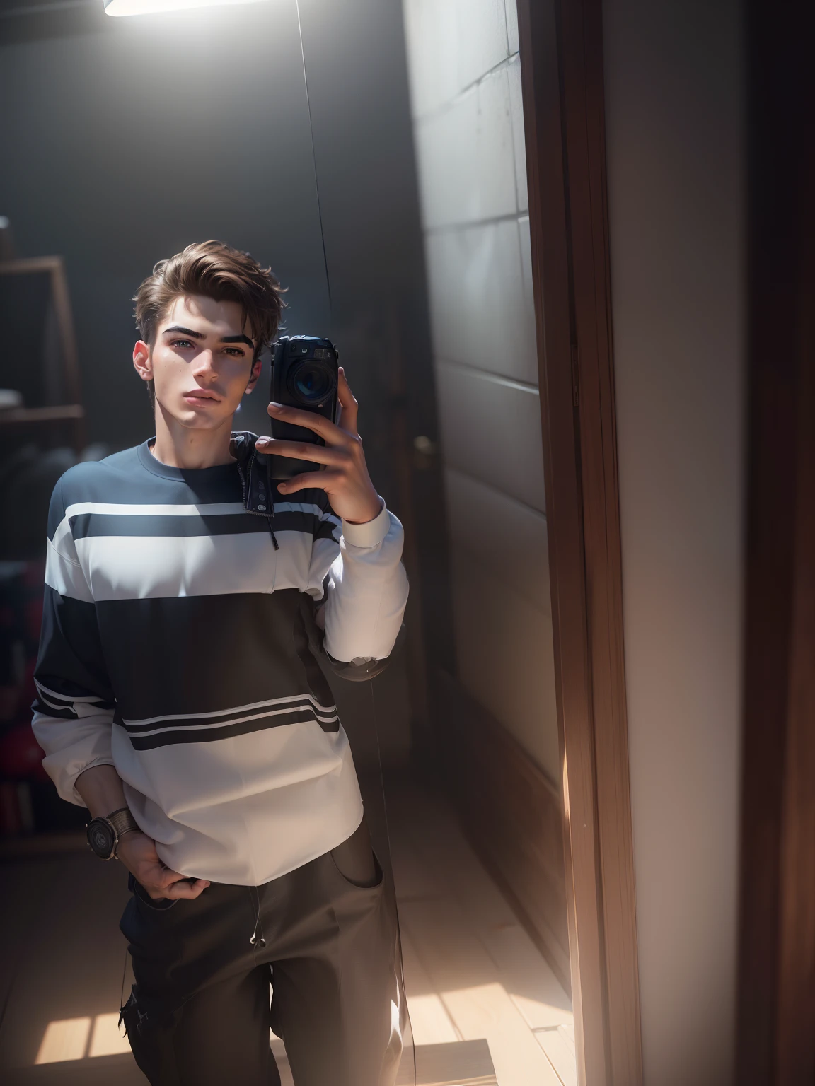 (ultra-detailed,photorealistic:1.37),(best quality,16k,ultral:1.1),handsome boy with a realistic face,beautiful detailed eyes,beautiful detailed lips,extremely detailed hair and facial features,strong jawline,nice eyebrows,smooth skin texture,perfect lighting and shadow,impressive realistic portrayal,vivid colors,situated in a well-lit studio setting