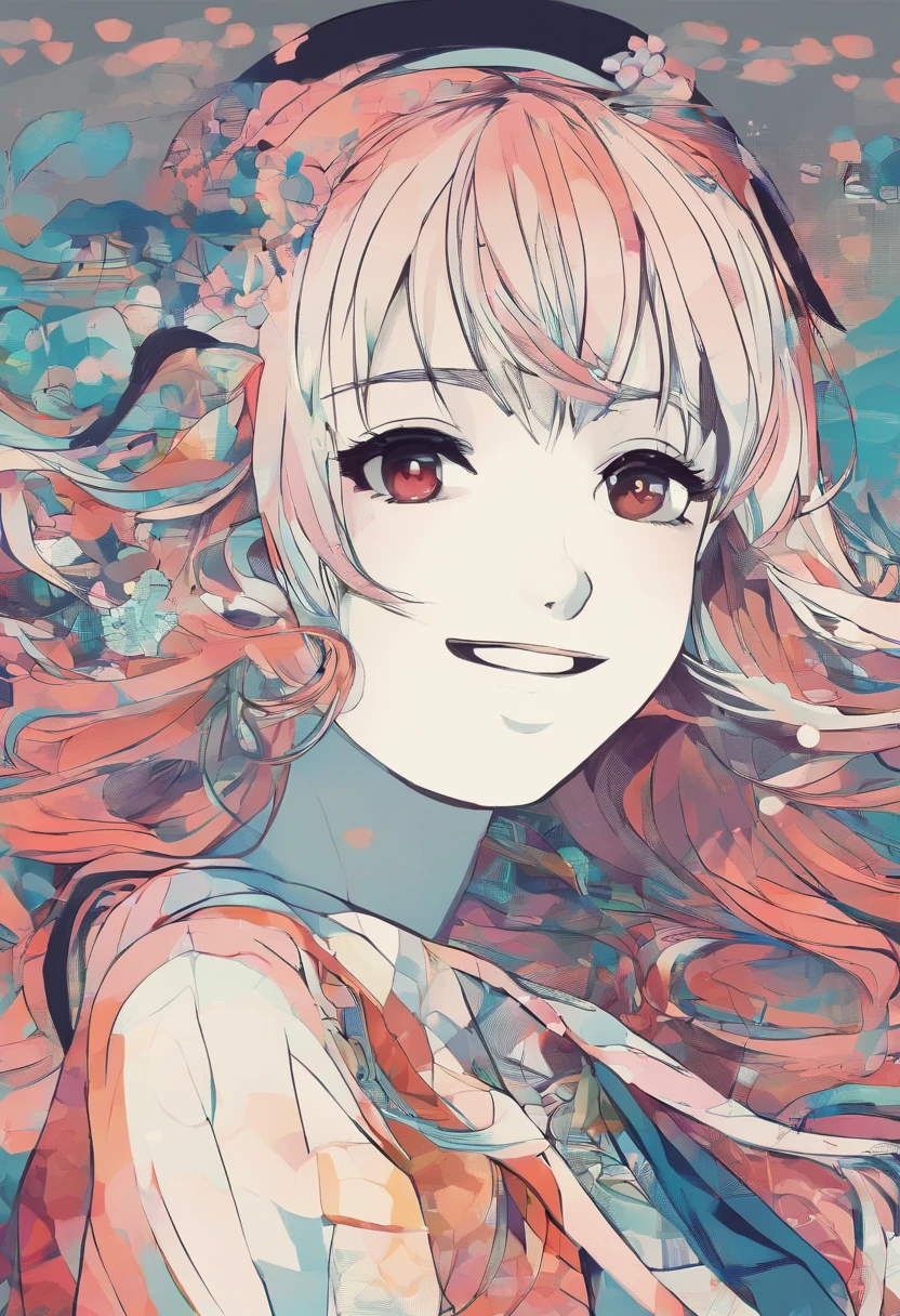 girl with Looking here A smile