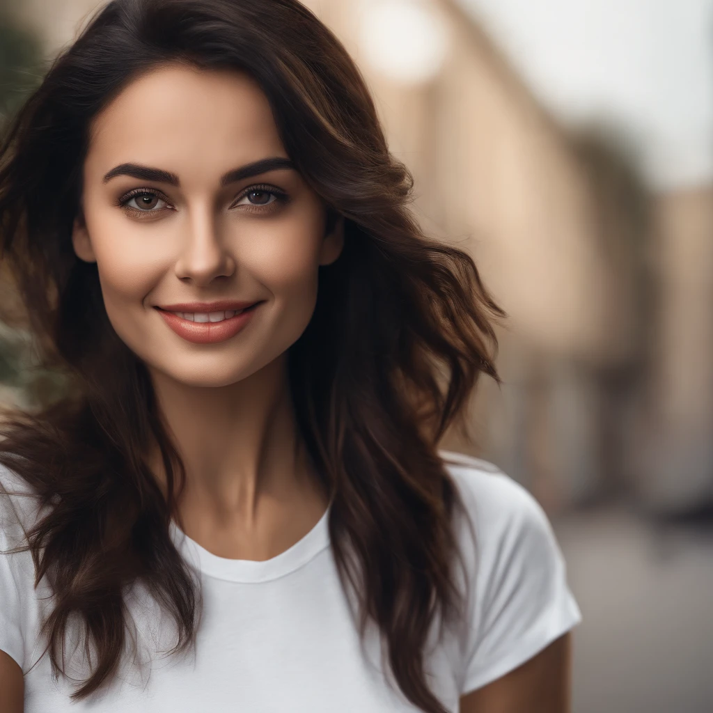 (photo: 1.3) af (realism: 1.3), (((white t-shirt))), super high resolution, (realism: 1.4), 1 girl, female avatar, soft light, black hair, smile, Facial focus, (( (white T-shirt))), cheerful, smiling, (short hair lady),, young, confident,, ((solid color background)), (((blank background))), high definition, details, perfect picture ,Movie quality,Ultra HD,female head portrait,beautiful girl,young and beautiful,exquisite face,elegant and luxurious