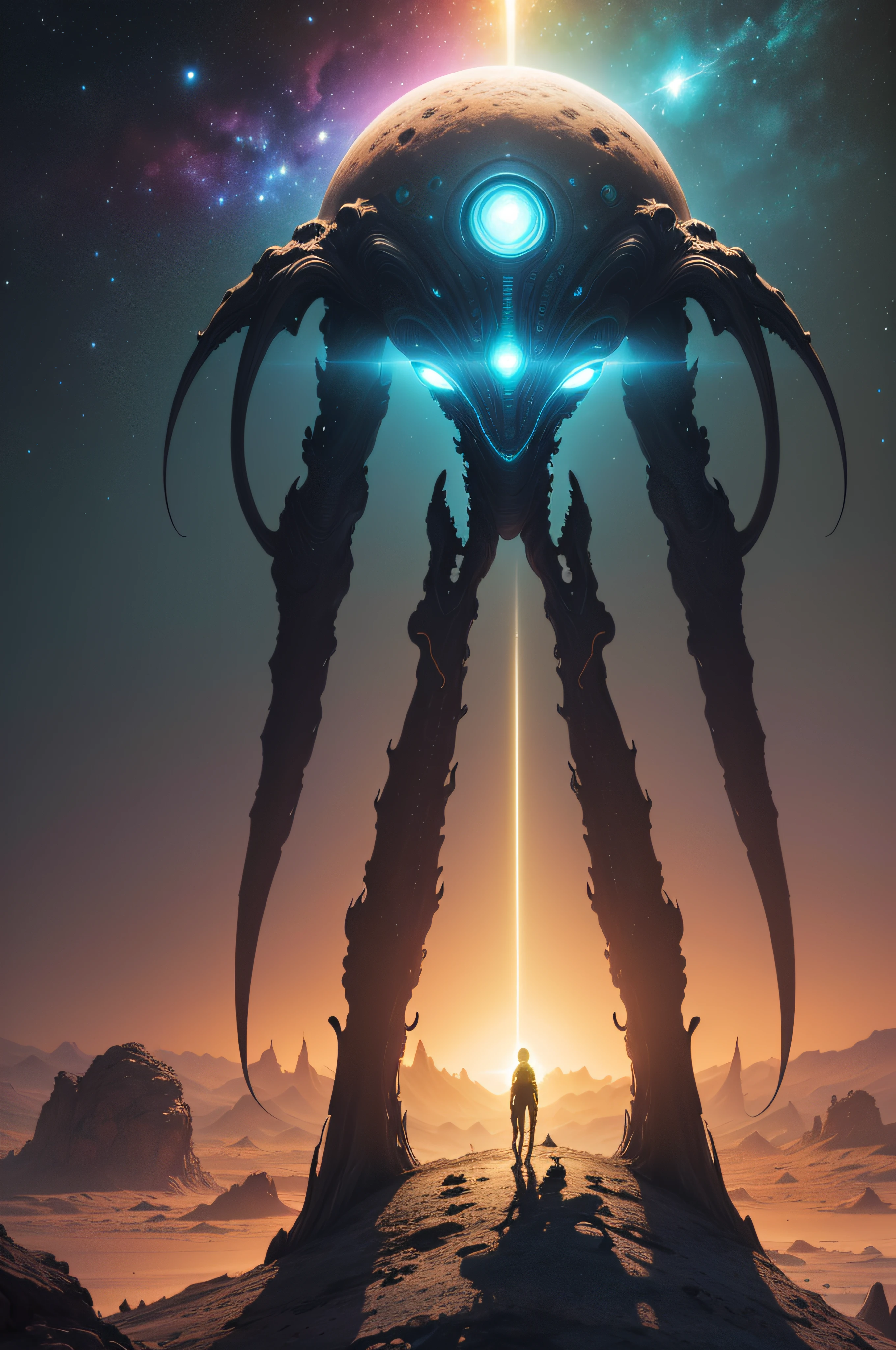 A creature from mars,alien life form,mysterious Martian inhabitant,unearthly being,extraterrestrial organism,unique Martian species,(green,red,or purple),luminescent skin,(multiple eyes:1.1),(tentacle-like appendages:1.1),slender body shape,(insect-like features:1.1),sharp claws or talons,futuristic entity,evolved Martian lifeform,scientific discovery,otherworldly visitor,interplanetary encounter,cosmic anomaly,(hovering motion:1.1),high-tech appearance,advanced technology,alien intelligence,(extravagant head ornamentation:1.1),unconventional anatomy,majestic presence,unexplored world,(strange noises:1.1),(celestial landscape:1.1),(bright stars in the sky:1.1),unsettling atmosphere,(mysterious aura:1.1),curiosity and wonder,(scientific expedition:1.1),exoplanet exploration,(cosmic mystery:1.1).
(best quality,4k,8k,highres,masterpiece:1.2),ultra-detailed,(realistic,photorealistic,photo-realistic:1.37),alien creature with intricate details,visually stunning representation,meticulously rendered artwork,unparalleled level of realism,mesmerizing visual quality,impressive attention to detail,(spectacular color rendition:1.1),highly detailed textures,immersive three-dimensional appearance,stunningly lifelike depiction,(masterful use of light and shadow:1.1),hypnotic visual effects,unmatched visual fidelity,astounding level of realism,vivid and vibrant colors.
(space exploration:1.1),science fiction artwork,otherworldly concept art,futuristic illustration,extraterrestrial creature design,alien creature concept,(cosmic artistry:1.1),imaginative and awe-inspiring creation,interstellar imagination,space travel depiction,(alien world:1.1),Martian environment illustration,alien civilization portrayal,otherworldly landscape,(extraterrestrial encounter:1.1),unveiling the secrets of Mars,revelation of Martian life,exploring the unknown,(cosmic wonder:1.1),scientific discovery unfolding.
(bold color palette:1.1),(eerie atmosphere:1.1),(dramatic shadows:1.1),dominant shades of gre