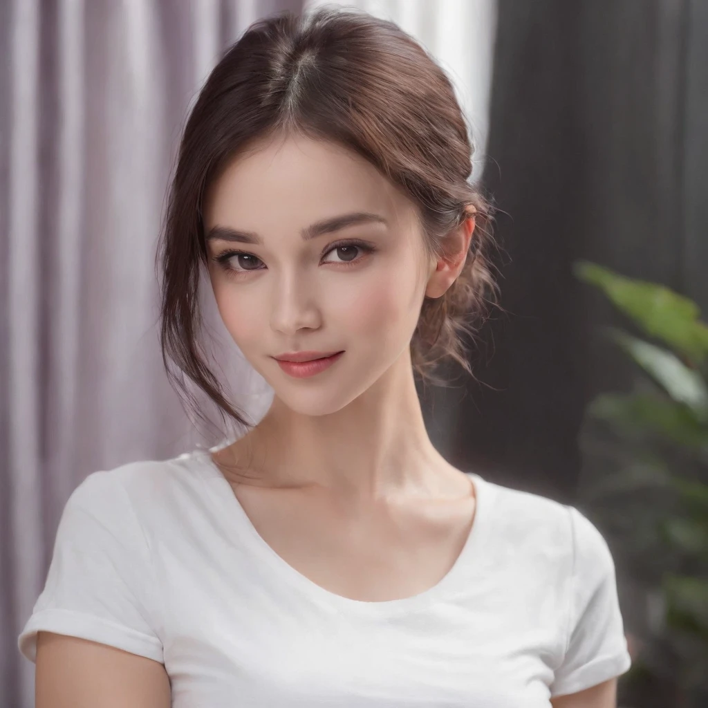 (photo: 1.3) af (realism: 1.4), (((white T-shirt))), super high resolution, (realism: 1.4), 1 girl, female avatar, soft light, black hair, smile, Face in focus, cheerful, (blonde lady),, young, confident,, ((solid purple background)), (((monochrome background))), high definition, details, slightly looking up, perfect picture, movie quality, ultra high definition ,Female avatar,beautiful girl,young and beautiful,exquisite face,elegant and luxurious