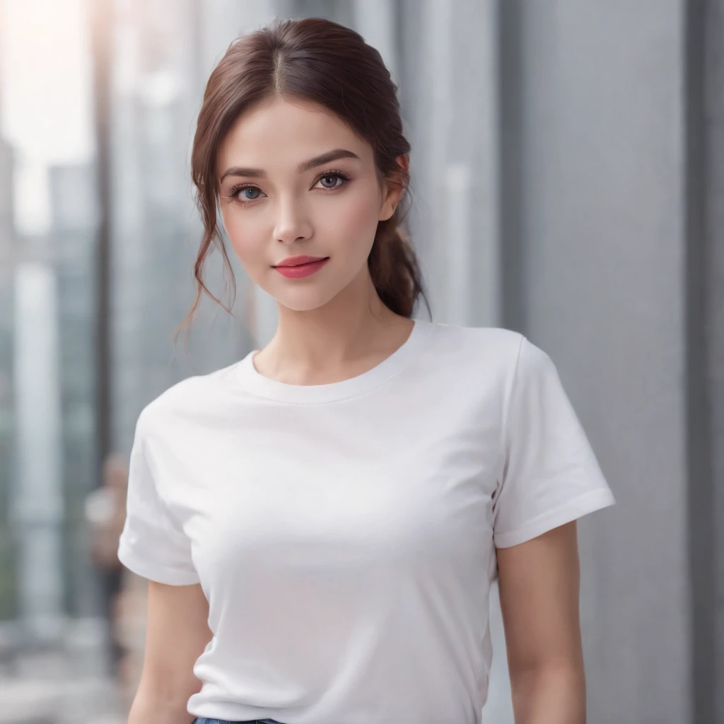 (photo: 1.3) af (realism: 1.4), (((white T-shirt))), super high resolution, (realism: 1.4), 1 girl, female avatar, soft light, black hair, smile, Face in focus, cheerful, (blonde lady),, young, confident,, ((solid purple background)), (((monochrome background))), high definition, details, slightly looking up, perfect picture, movie quality, ultra high definition ,Female avatar,beautiful girl,young and beautiful,exquisite face,elegant and luxurious