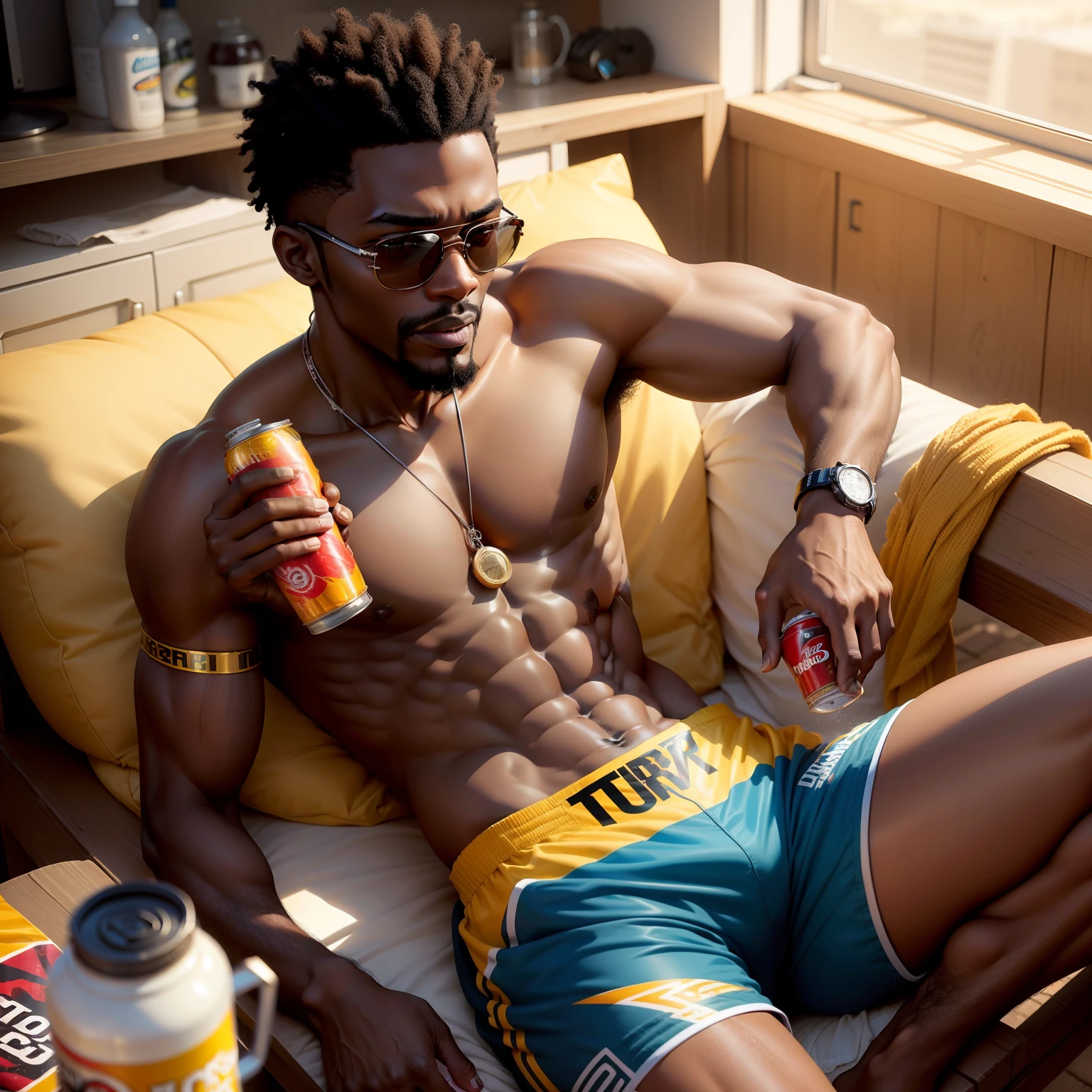 African men promoting energy drink (brand name is Turbo Thirst) campaign