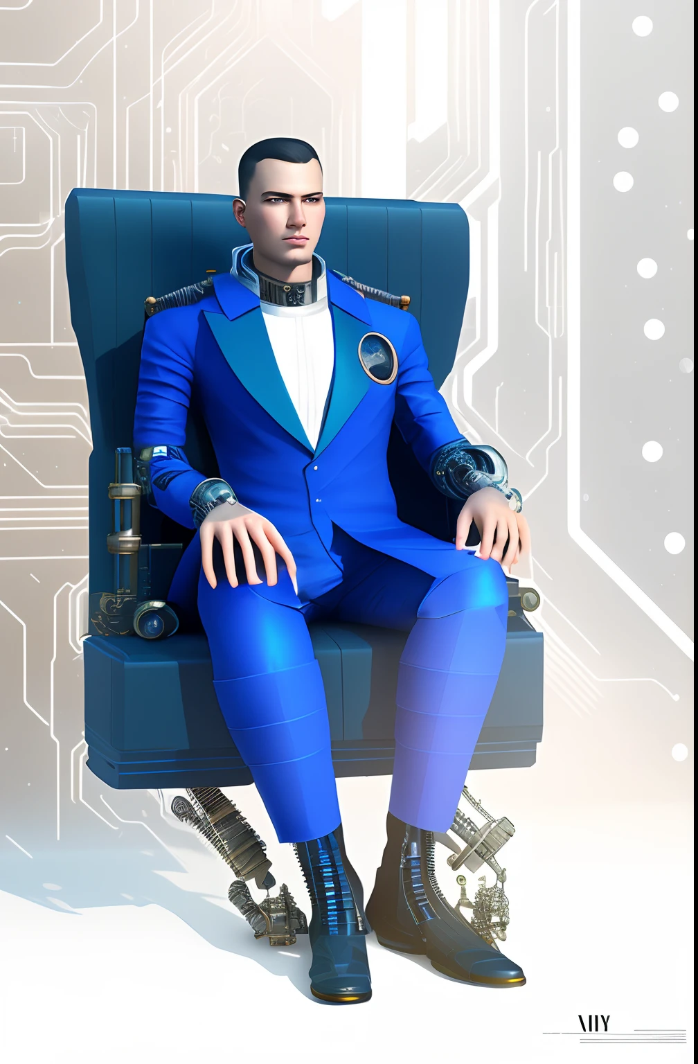 Full-length cyborg | Full-length portrait| Detailed Face| Symmetrical| steampunk| Cyberpunk| cyborg| intricate detail| Scale| hyperrealistic| Cinematic Lighting| Digital Art| Concept Art| mdjrny-v4 style