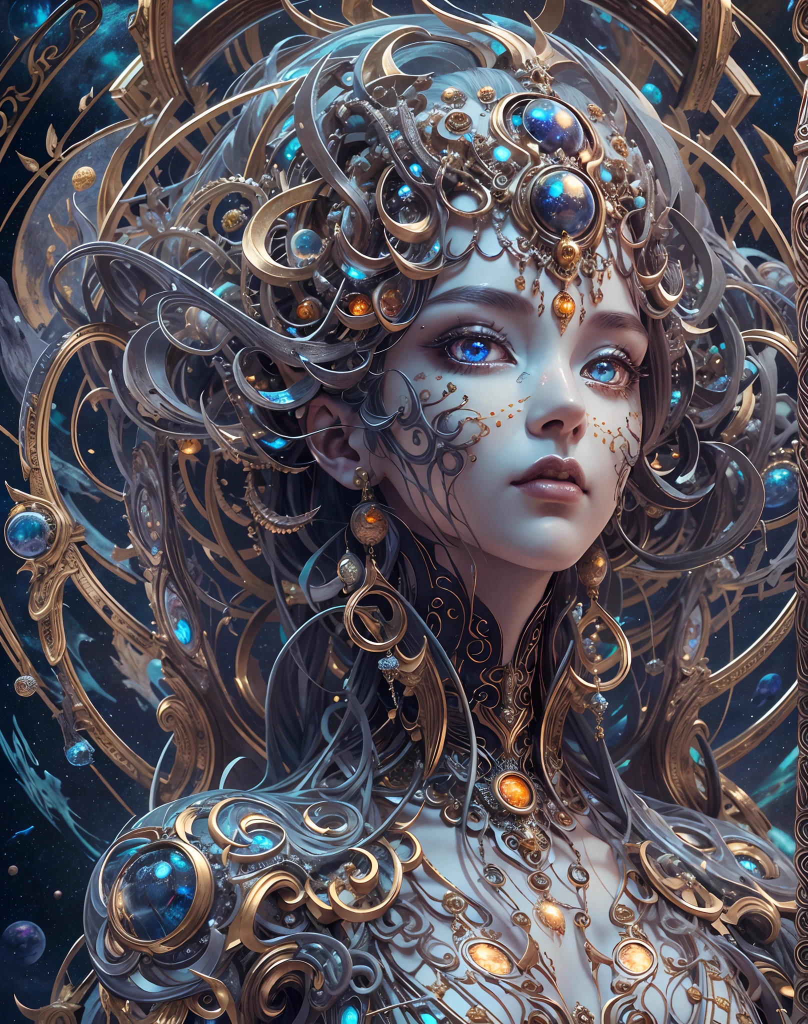 ((Highest quality)), ((masterpiece)), ((Realistic)), Portraiture,虹の女god、Perfect composition, Beautiful details, 
One Beautiful Woman,30 years old、 Celestial, god, 女god, Particles of light, Hello, View your viewers,
(Bioluminescent:0.95) Ocean, Bioluminescent, Vibrant, colorful, color, (shineing, shine),
(Beautiful composition), Cinema Lighting, Complex, (Symmetric:0.5), Whimsical,