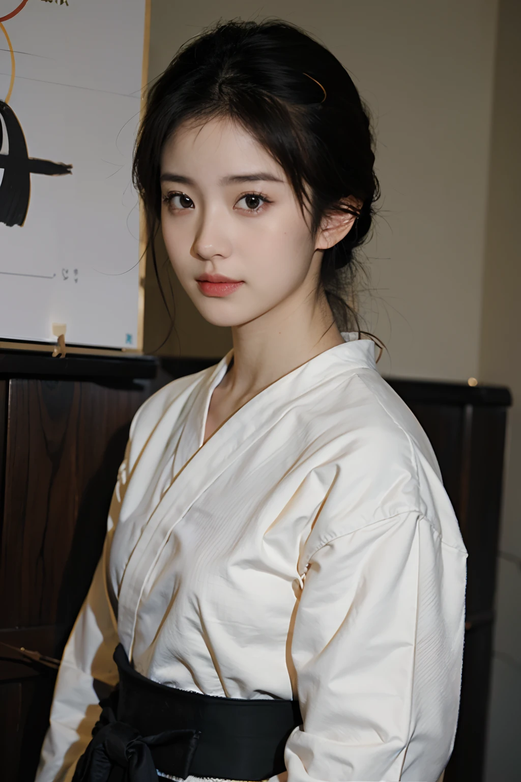 (masutepiece 、Best Quality 、HDR UHD 、Professional)、(Photorealsitic:1.4)、1girl in、Natural light、(Kyudo、Hakama、Draw a bow)、