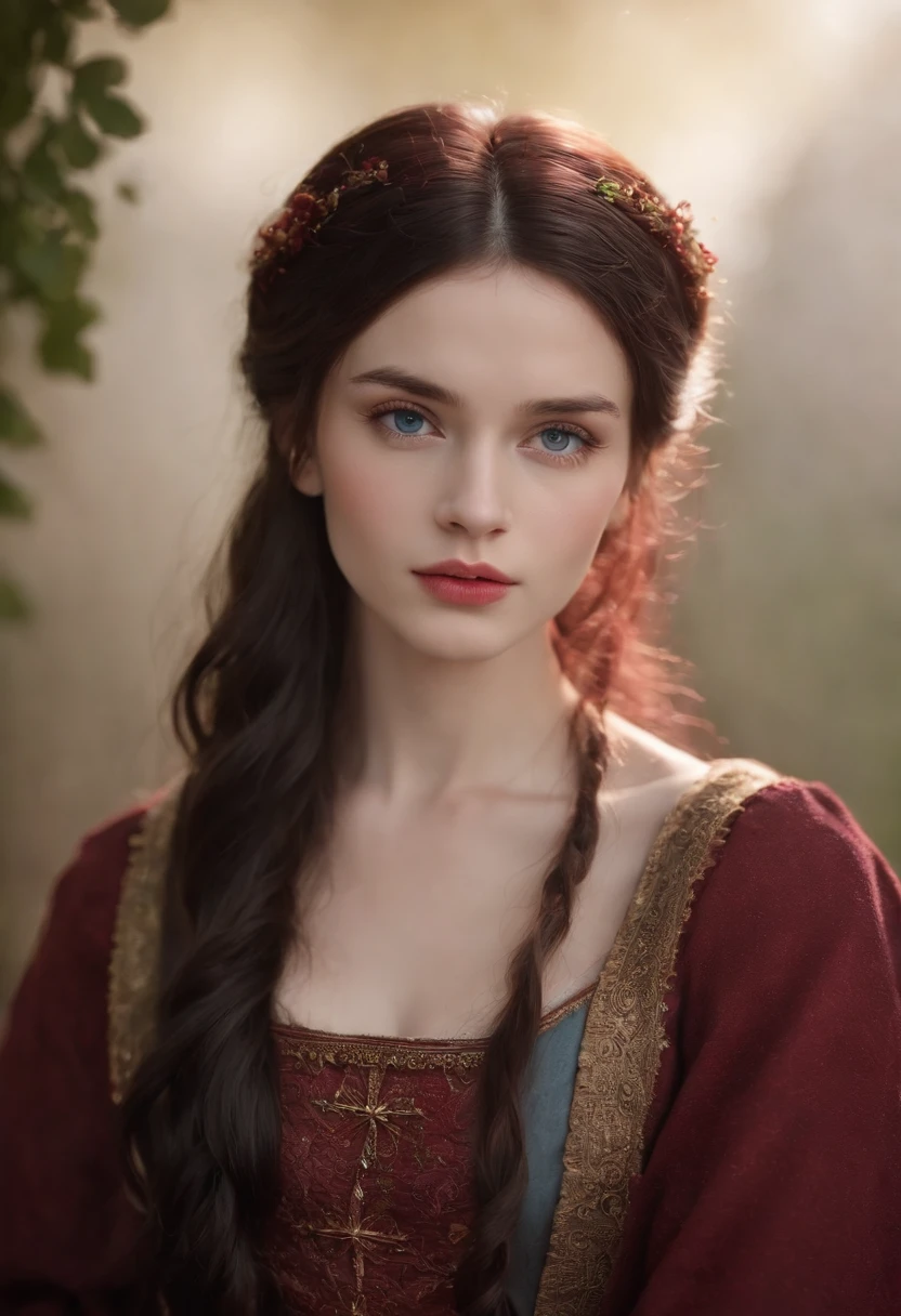 (((a deep reddish wound crosses her left cheek))) fair complexion, men around 19 years old, natural black hair, distinctive blue eyes, wearing kohl, slender and graceful, handsome, candlelight in a medieval setting, ultra sharp focus, realistic shot, medieval male clothes, tetradic colors (scar:1.4)