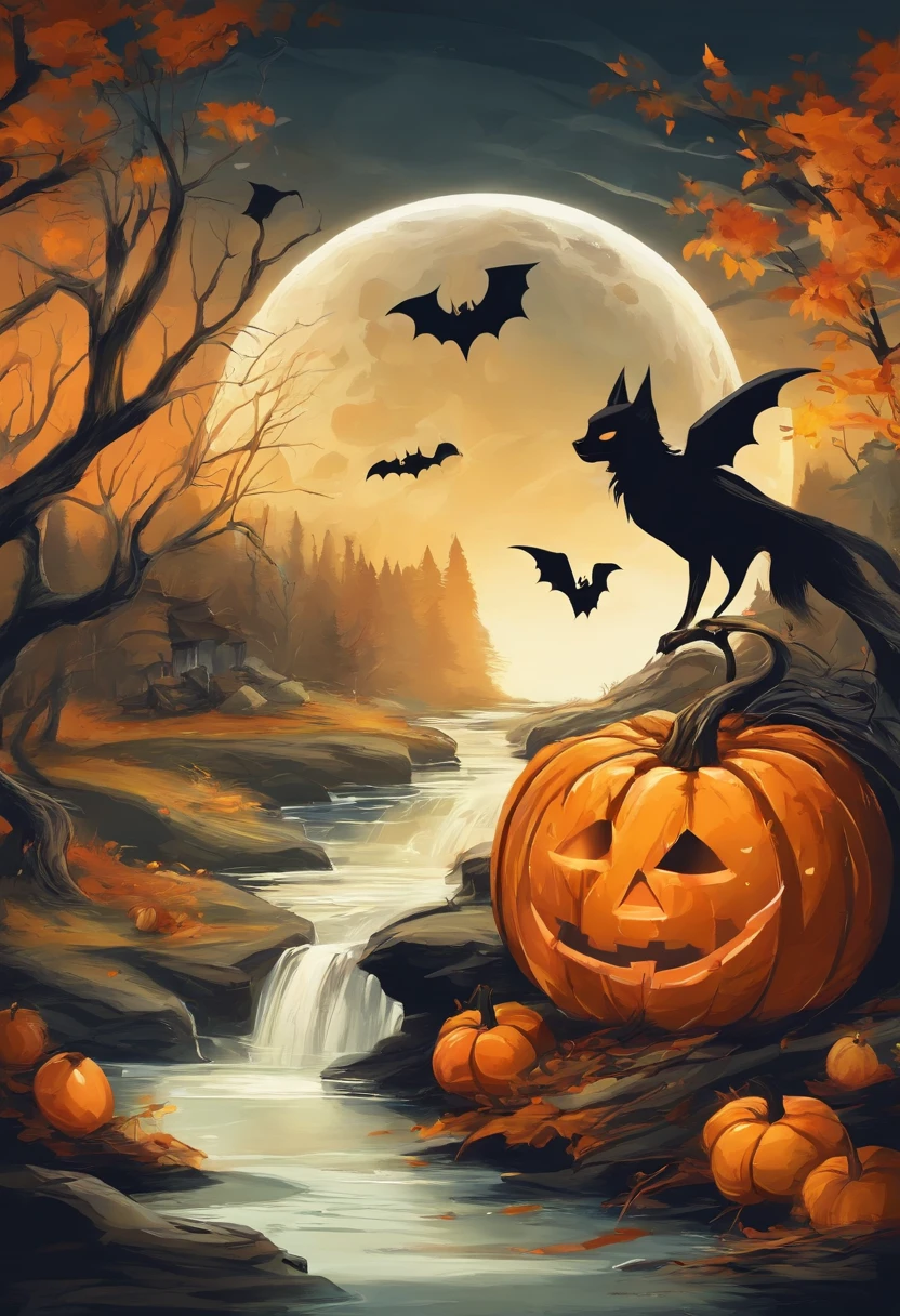 halloween t-shirt logo sticker with pumpkin,boo, skull,witch,moon,bat,broom,illustration
