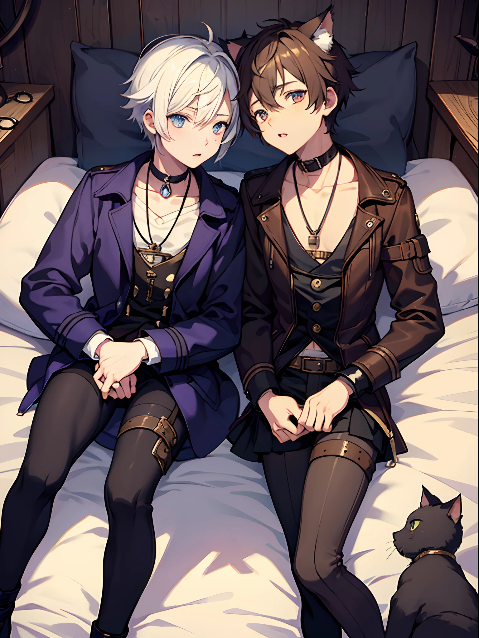 twinks male people Cuddle the cat steampunc (Cats)(Tiere)