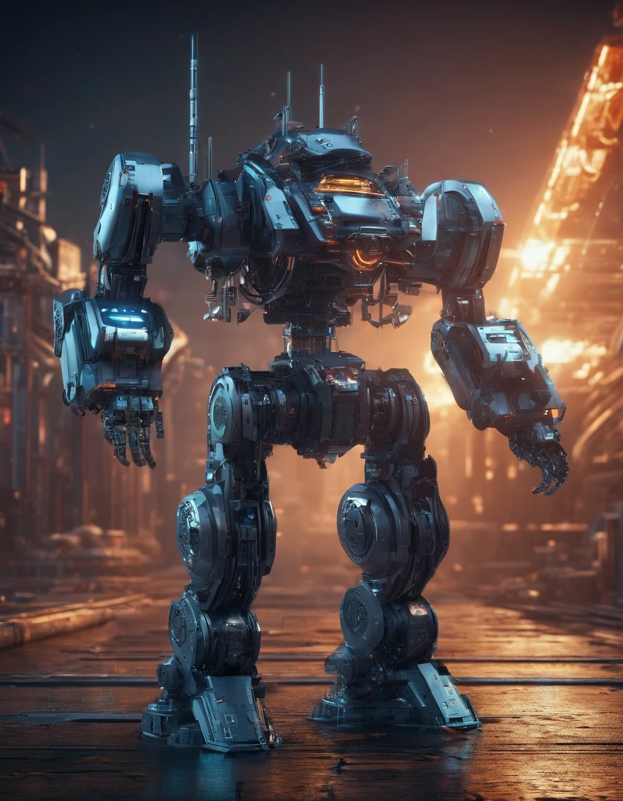 Reload mechs , Science fiction, Front view, sense of science and technology, C4D, OC renderer, illusory engine, High detail, industrial design, 8K HD, Studio light, Retro