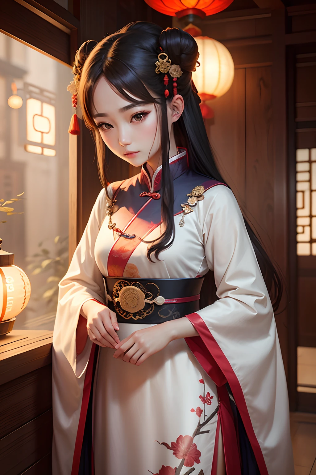 best quality, masterpiece, highres, wuxia 1girl, china dress, super Beautiful face, super beautiful eye, super beautiful hair