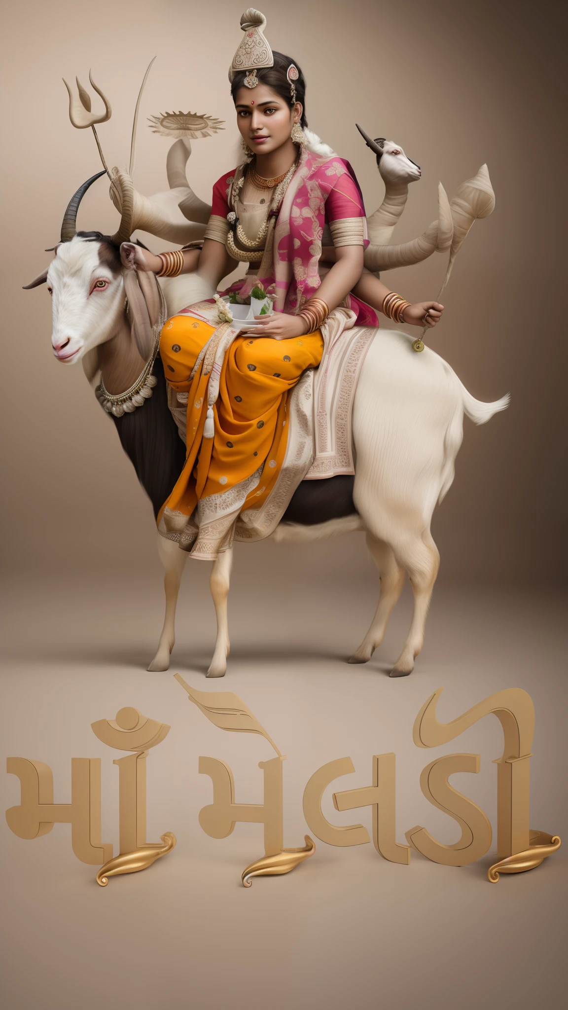 ((Portrait Of Indian Women sitting Dutch Landrace goat) Goddess), Photorealistic,Ultra-HD,HDR, Octane Render, High Quality, In-depth Render, High Detailed, Detailed-Eyes:0.2, Detailed-Facial Features:0.2, Detailed-Face:0.2, Shot By DSLR,4k,Nikon AF-S NIKKOR 85mm f/1.8G