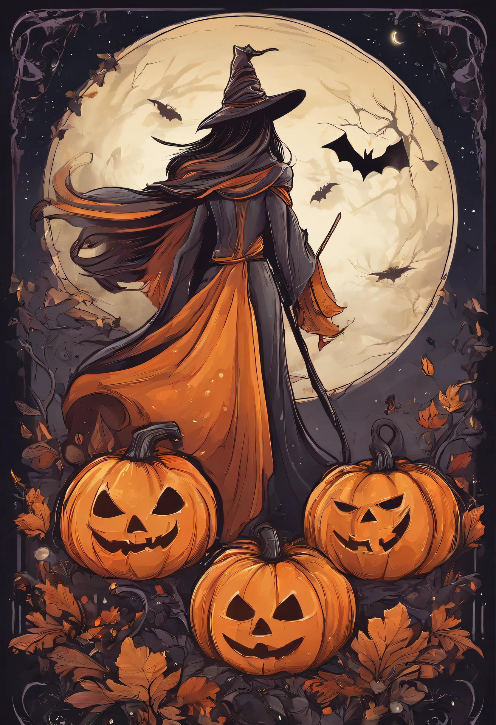 halloween t-shirt logo sticker with pumpkin,boo, skull,witch,moon,bat,broom,illustration