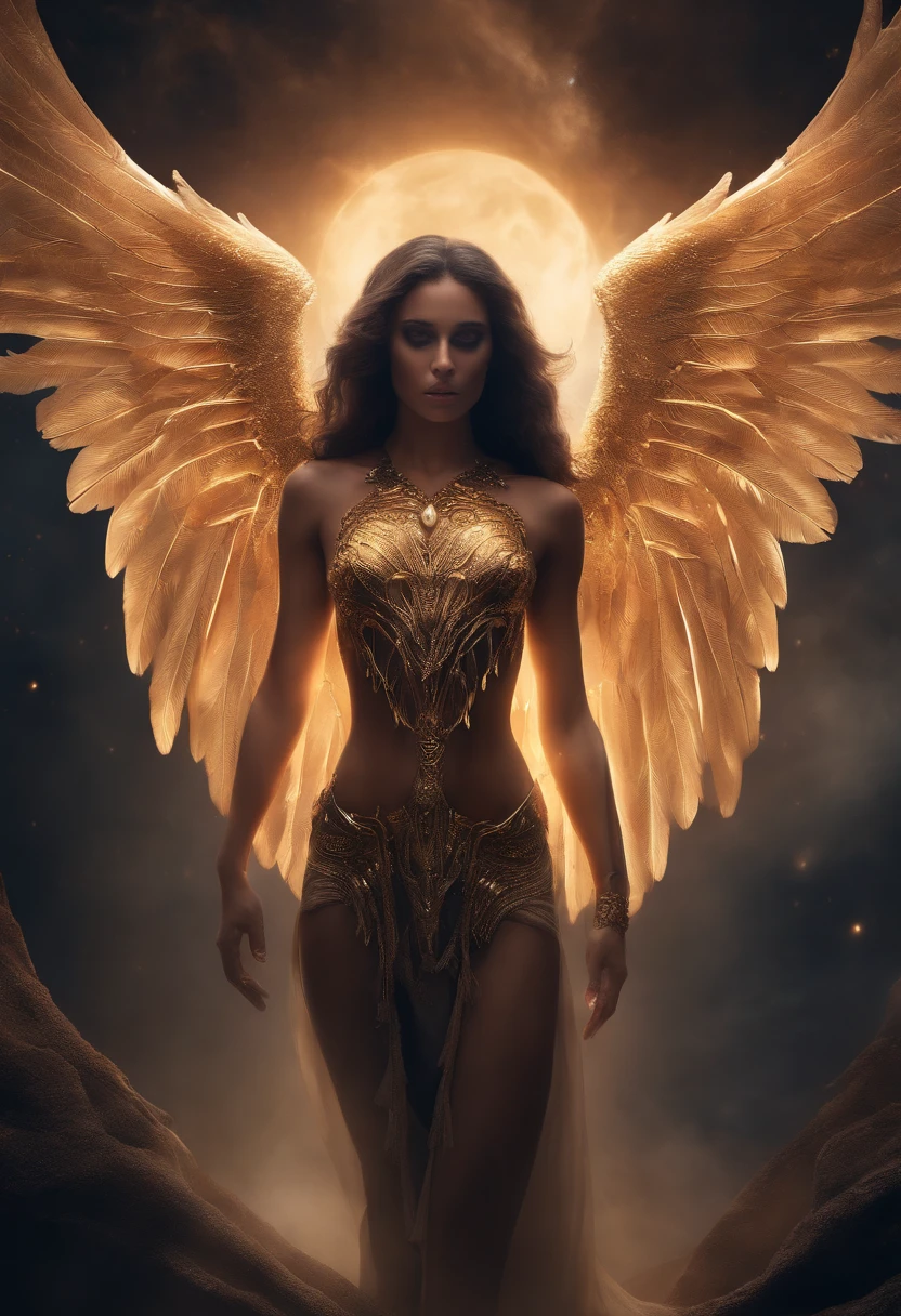 ((the Justice angel)),(hand flame blaze reflect dizzle light),burnning up in fire,equiped with golden armer,shinning eyes,background in holy gold color