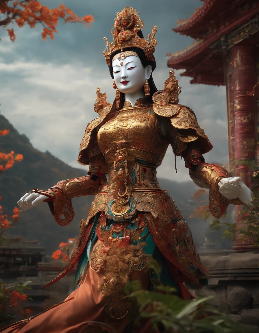 The Guanyin robot of the future, Mechanical Kannon, droid, Niji Art, Best quality, Masterpiece,