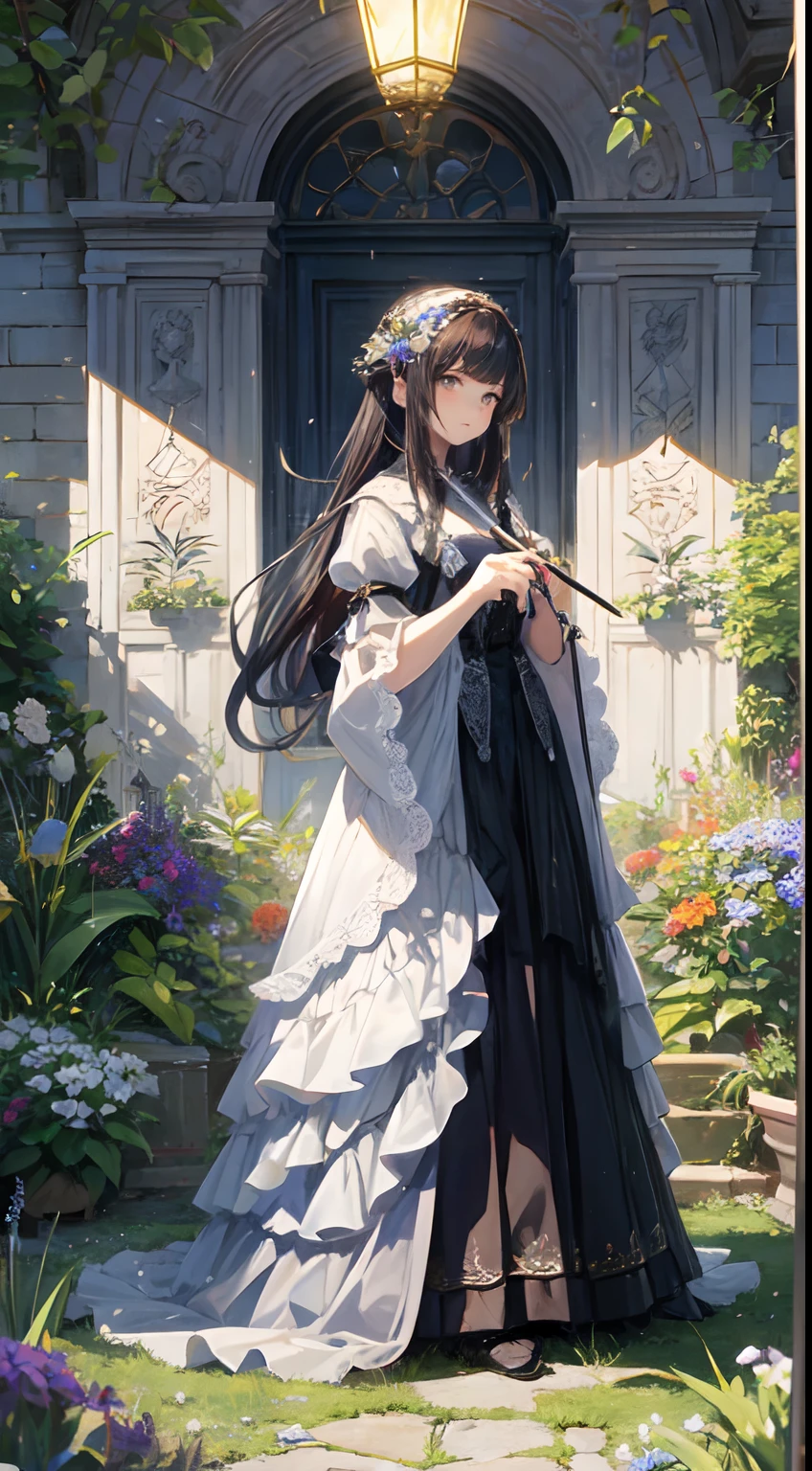 (mestre obra-prima、melhor qualidade、Highestres、Arte Oficial、beautifully aesthetic:1.2)、(mestre obra-prima、melhor qualidade、melhor qualidade、Arte Oficial、beautifully aesthetic:1.2)、(mestre obra-prima、melhor qualidade、melhor qualidade、Arte Oficial、beautifully aesthetic:1.2)、(1Meninas:1.3)、altamente detalhado、(Arte Fractal:1.3)、colorida、detalhes supremos、「Bruxa encantadora de outro mundo」Esta pintura intitulada、Ele retrata uma bela bruxa cativante manipulando magia nos jardins do castelo sem limites。O castelo se espalha、The garden there is、Cria uma atmosfera como se uma porta para outro mundo tiesse aparecido..。

Standing in the center is、Bruxa bonita em um estido sofisticado。His face is meticulously drawn.、He has a deep expression on his face, como se desejasse fortemente alguma coisa, co.。In hand is a luxury wand.、This wand is emitting powerful magical powers。 The magical cast is、It was released as an explosive force from the tip of the wand.、The energy that reverberates in the garden as a beam of colored light is very powerful.、A beam of light makes a great trajectory in the sky。

The charm of this painting is、A beleza poderosa e encantadora da bruxa、e、Deftly captures the mystique of the garden.。 、And the witch's facial expressions and movements are very realistic.、Tem o poder de atrair o espectador para o lugar。

Ademais、The production of light and shadow is also impressive。The beam of light emitted by the cane is、Ilumine os jardins e o castelo、tou、Creates a sense of distance from the visual light source to the witch.。Qualidade produz imagens realistas、It can convey visual beauty and story appeal at the same time。

that is、Not only visually appealing works、It is a work that further enriches the visual experience when drawing a story.。 」We are thinking about the theme to the maximum。The images are very realistic and、Muito detalhado e、Dee be a high resolution 16k。Sony F e 24-105mm f / Use a Sony Alpha 4 mirrorless camera with OSS 1G lenses。Sensibilidade ISO a 32,000、