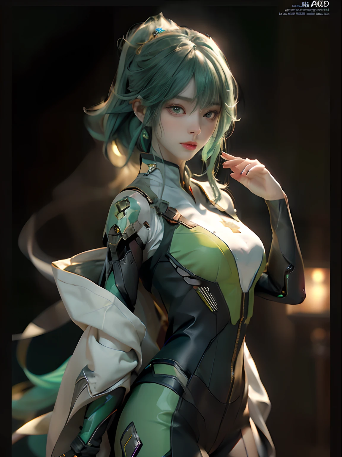 ((Best quality)), ((Masterpiece)), (Detailed: 1.4), 。.3D, Image of a beautiful cyberpunk woman, Green hair, Night metropolis background, hdr (HighDynamicRange),Ray tracing,NVIDIA RTX,Hyper-Resolution,Unreal 5,Subsurface dispersion, PBR Texture, Post-processing, Anisotropic filtering, Depth of field, Maximum clarity and sharpness, Many-Layer Textures, Albedo and specular maps, Surface Coloring, Accurate simulation of light-material interaction, Perfect proportions, rendering by octane, Two-tone lighting,Wide aperture,Low ISO,White balance,Rule of thirds,8K raw data,