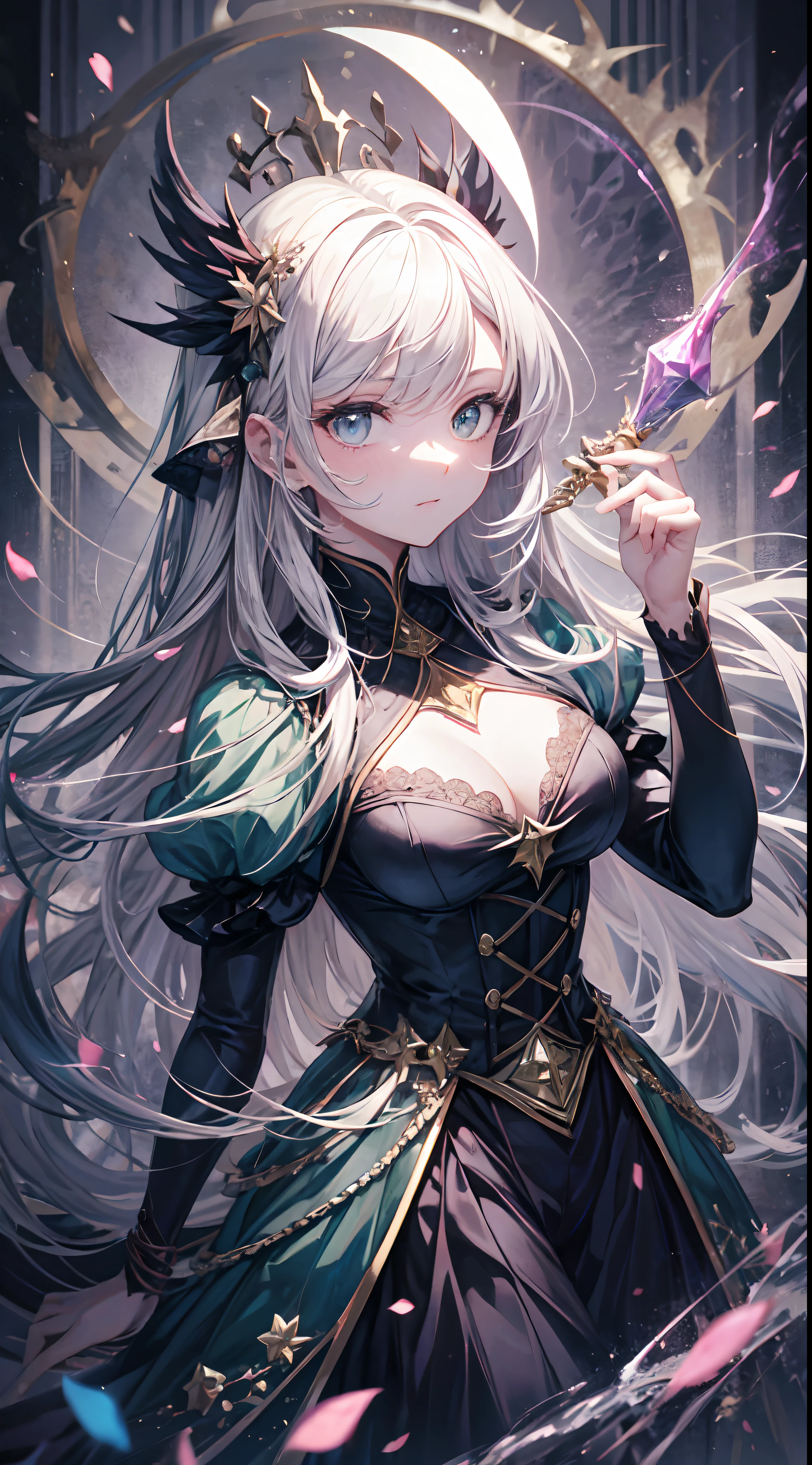 (mestre obra-prima、melhor qualidade、Highestres、Arte Oficial、beautifully aesthetic:1.2)、(mestre obra-prima、melhor qualidade、melhor qualidade、Arte Oficial、beautifully aesthetic:1.2)、(mestre obra-prima、melhor qualidade、melhor qualidade、Arte Oficial、beautifully aesthetic:1.2)、(1Meninas:1.3)、altamente detalhado、(Arte Fractal:1.3)、colorida、Detalhes supremos、「Bruxa encantadora de outro mundo」Esta pintura intitulada、Ele retrata uma bela bruxa cativante manipulando magia nos jardins do castelo sem limites。O castelo se espalha、The garden there is、Cria uma atmosfera como se uma porta para outro mundo tiesse aparecido..。
Standing in the center is、Bruxa bonita em um estido sofisticado。His face is meticulously drawn.、He has a deep expression on his face, como se desejasse fortemente alguma coisa, co.。In his hand is a luxury wand.、This wand is emitting powerful magical powers。 The magical cast is、It was released as an explosive force from the tip of the wand.、The energy that reverberates in the garden like a beam of colored light is very powerful.、A beam of light makes a great trajectory in the sky。
The charm of this painting is、A beleza poderosa e encantadora da bruxa、e、Expertly captures the mystique of the garden.。 、And the witch's facial expressions and movements are very realistic.、Tem o poder de atrair o espectador para o lugar。
Ademais、The production of light and shadow is also impressive。The beam of light emitted by the cane is、Ilumine os jardins e o castelo、tou、Creates a sense of distance from the visual light source to the witch.。Qualidade produz imagens realistas、It can convey visual beauty and story appeal at the same time。
that is、Not only visually appealing works、It is a work that further enriches the visual experience when drawing a story.。 」We are thinking about the theme to the maximum。The images are very realistic and、Muito detalhado e、Dee be a high resolution 16k。Sony F e 24-105mm f / Use a Sony Alpha 4 mirrorless camera with OSS 1G lenses。Sensibilidade ISO a 32,000、velocidade do obturador 1/d