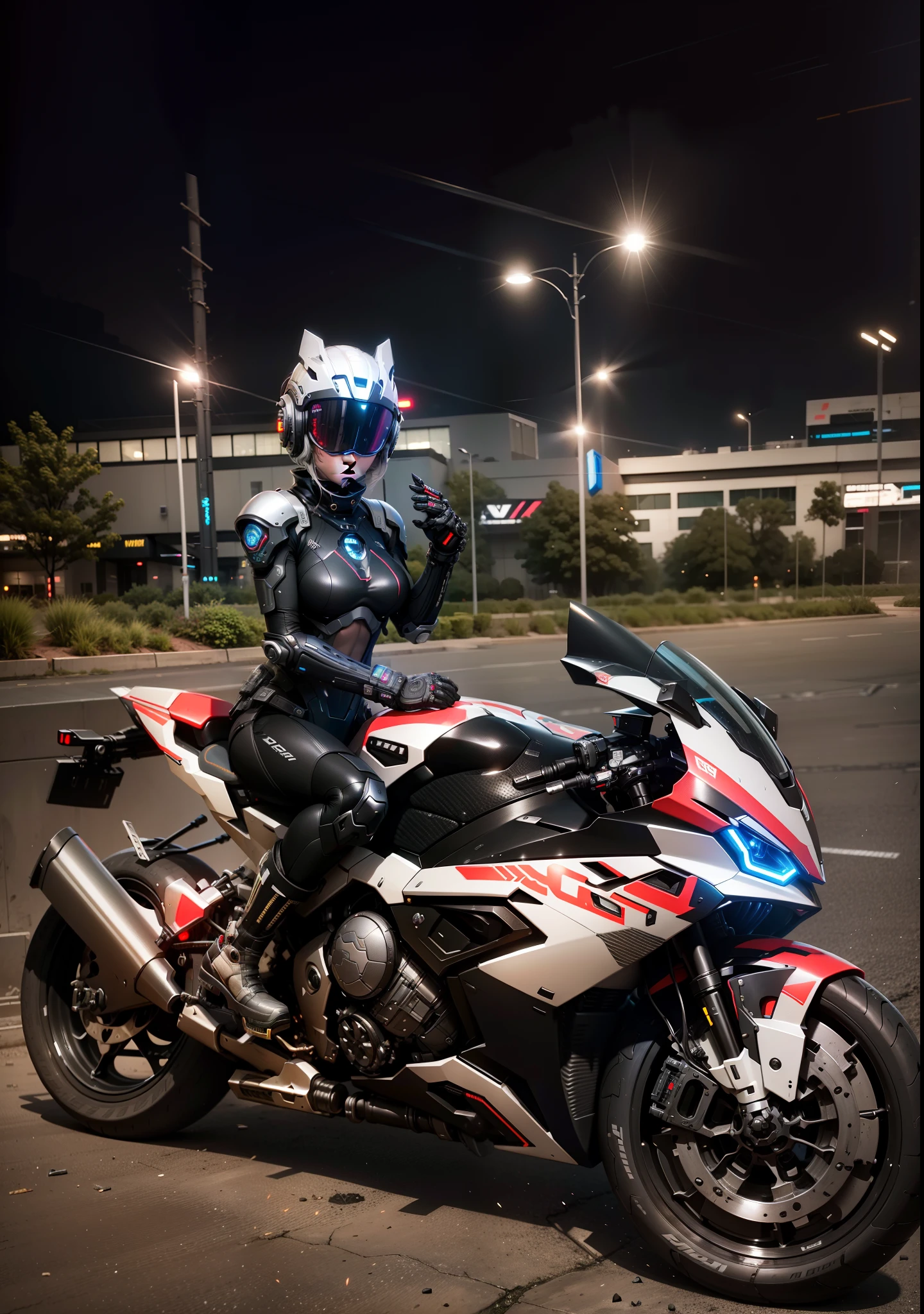 Cute cyberpunk female knight,White mech costume,Sophisticated black tech helmet,Nousr, Biomechanicals, MSHN Robot Woman,High-tech helmet,hyper realisitc, Steel, Complex design, insanely details, finely detailled, Extremely clear lines, cinmatic lighting, photograph realistic, A detailed masterpiece
