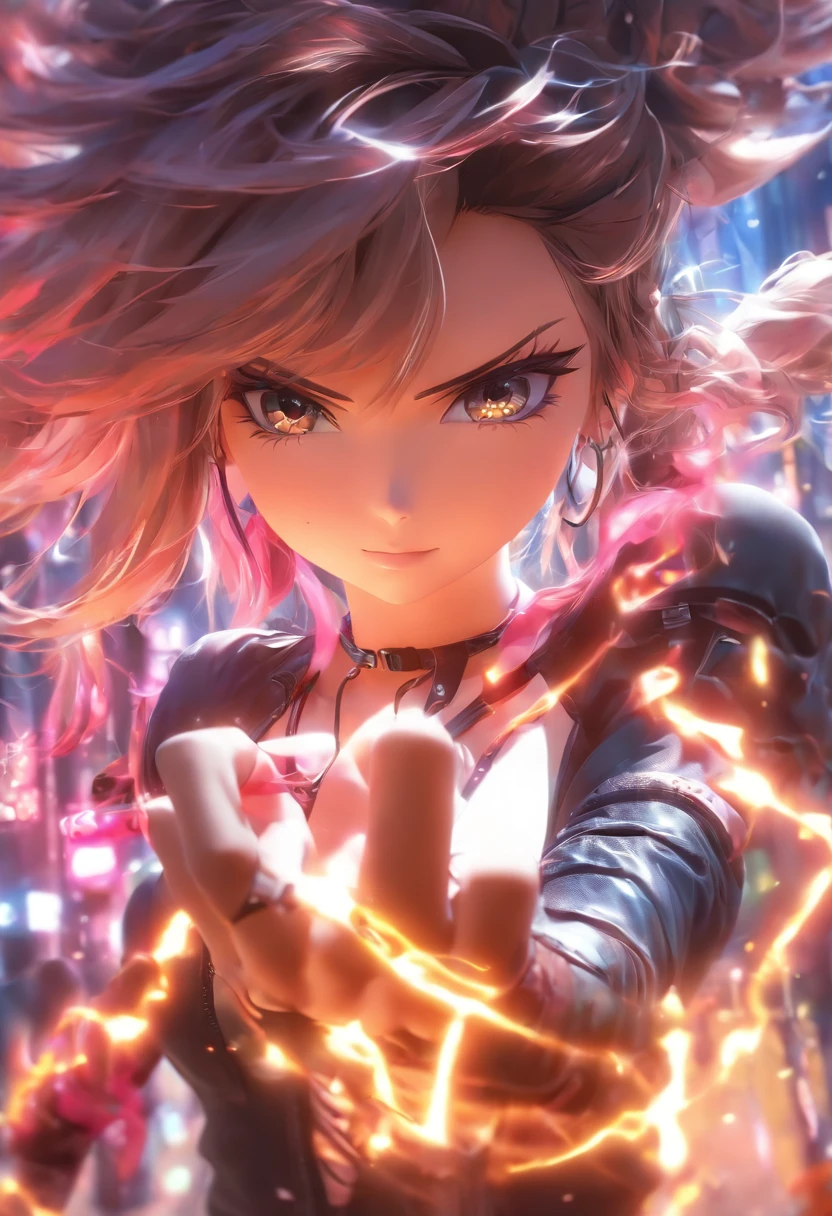 Anime - Stylistic image of a woman in a dress and a leather jacket, Use headphones, photorealistic anime girl rendering, CG art soft anime, Realistic 3D anime style, anime big breast. Soft lighting, Realistic anime art, Digital anime art, Detailed digital anime art, 4K anime style, advanced digital anime art, seductive anime girls, anime styled digital art, 3D anime style