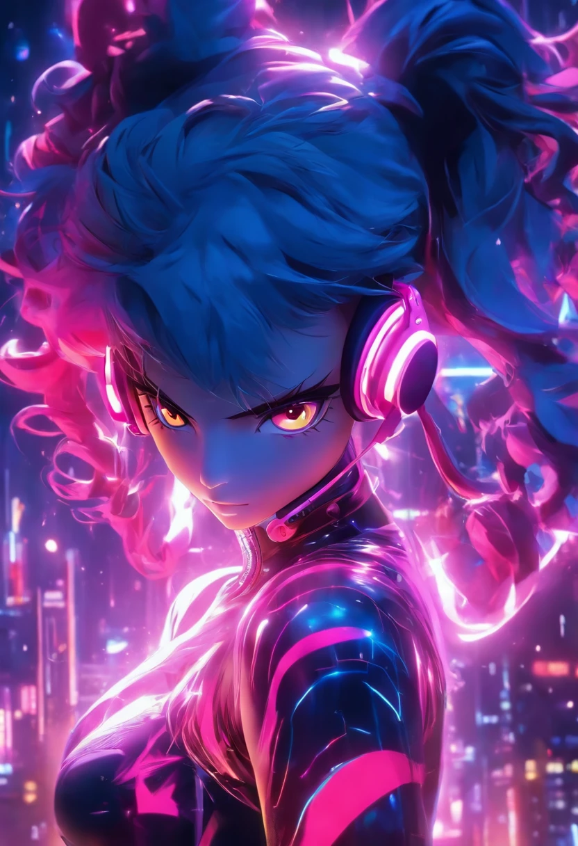 Anime - Stylistic image of a woman in a dress and a leather jacket, Use headphones, photorealistic anime girl rendering, CG art soft anime, Realistic 3D anime style, anime big breast. Soft lighting, Realistic anime art, Digital anime art, Detailed digital anime art, 4K anime style, advanced digital anime art, seductive anime girls, anime styled digital art, 3d anime style，Overall prominence，Sexual themes，Sense of seduction，sci-fy