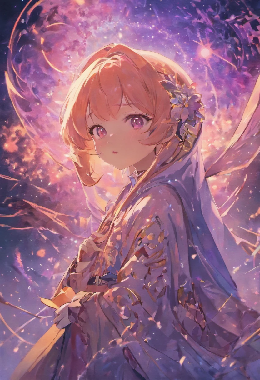 masterpiece, best quality, extremely detailed CG Unity 8k wallpaper, kirigami, (detailed face), detailed eyes, bright sky nebula, 2 guys, : 16,ne stands on the shoulders of the other, wearing hijab