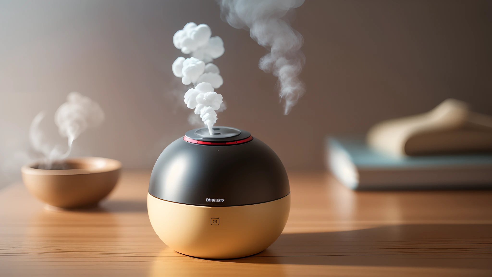 make a realistic photoshoot of humidifier cyclindrical shape small and creative --auto --s2
