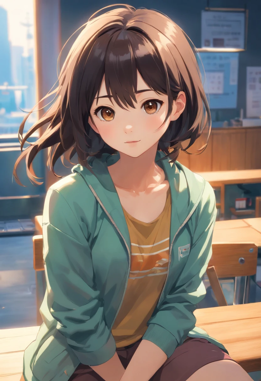a cute teenage girl, about 160cm tall, brown eyes, bright and cute colors clothes, long straight black hair, masterpiece, best quality, ultra quality, high quality, highres, ultla highres, absurdres, 4K, 8K, 16k, hyper detailed, intricate detailed, amazing shading, high contrast, realistic, photo realistic, RAW photo, photography, super fine illustration, foreshortening, perfect anatomy, correct anatomy, perfect proportion, perfect face, perfect hands, perfect legs, perfect fingers