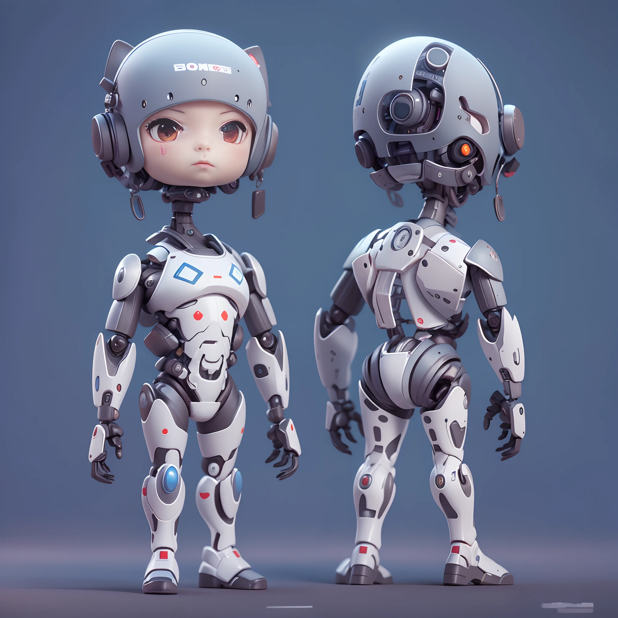 masutepiece、top-quality、Background color、an animated character、3D, Chibi Future Robot、masutepiece, Anatomically correct, Textured skin, Super Detail, 8K