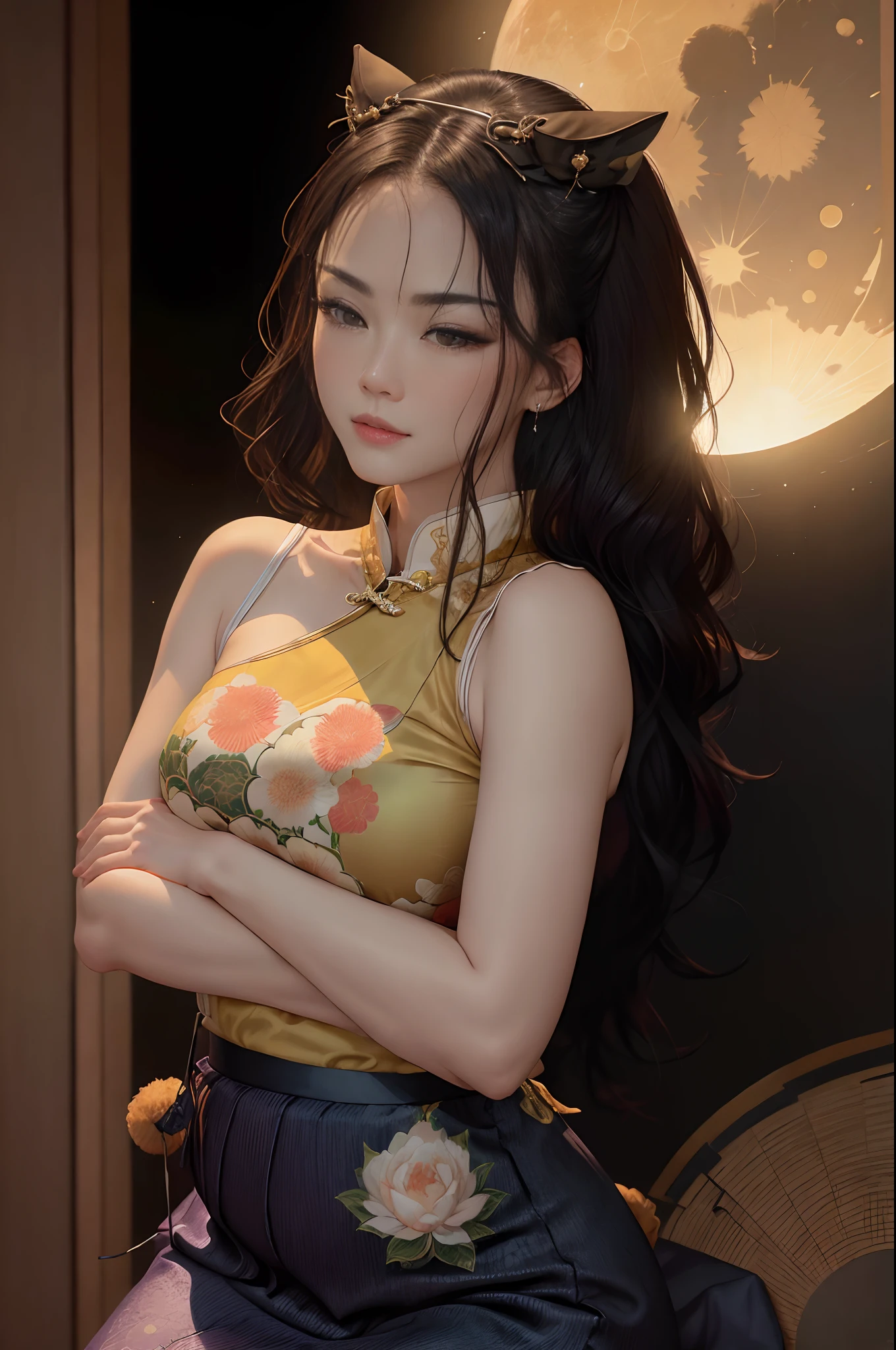 Some things that can only be whispered here.
Eris Remix Directions Copy Daki from Kimetsu no Yaiba, Also in Demon Slayer, Daki sitting on a balcony in an Asian room, Traditional clothes, loose hair tied in a bun, golden pins, Elegant decorations in her hair, Daki makeup, well designed lips, chubby girl, discreet smile, poor light, ethereal beauty, large tattoo on the back, big breasts, Wide hips, curvy silhouette, attention to detail, approach, sharpness, absurd details, realism, hiperapproach, perfect fingers, well drawn lips, clear face, pastel colors, FHD, 4k, High resolution, dynamic poses, clear faces, soft expressions, poses dinám