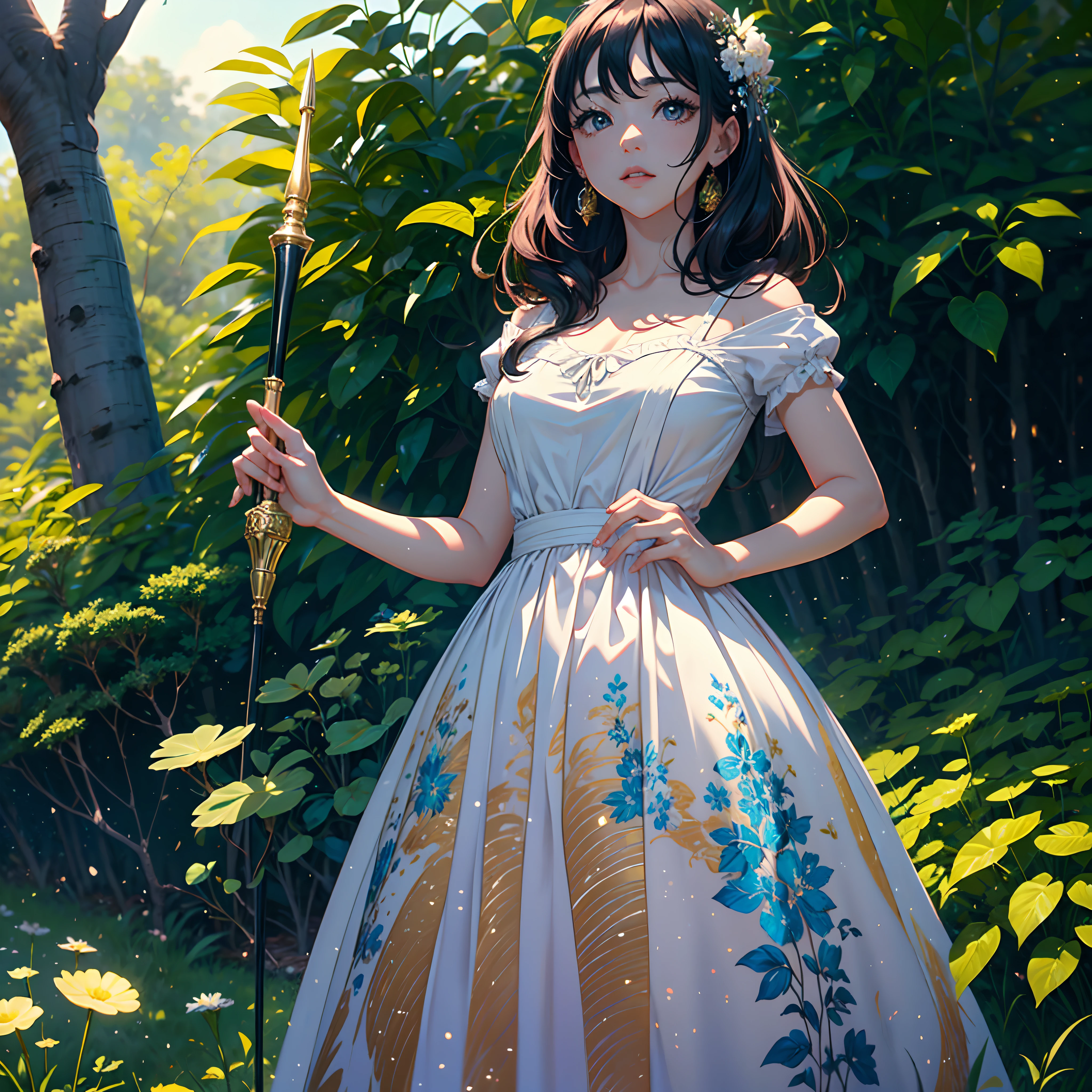 (mestre obra-prima、melhor qualidade、Highestres、Arte Oficial、beautifully aesthetic:1.2)、(mestre obra-prima、melhor qualidade、melhor qualidade、Arte Oficial、beautifully aesthetic:1.2)、(mestre obra-prima、melhor qualidade、melhor qualidade、Arte Oficial、beautifully aesthetic:1.2)、(1Meninas:1.3)、altamente detalhado、(Arte Fractal:1.3)、colorida、Detalhes supremos、「Princesa Encantada」Esta pintura intitulada、Ele retrata uma bela princesa cativante e sorridente 。O castelo se espalha、The garden there is、Cria uma atmosfera como se uma porta para outro mundo tiesse aparecido..。 Standing in the center is、Princesa bonita em um vestido sofisticado e grande。His face is meticulously drawn.、She has a sweet expression on her face, como se desejasse fortemente alguma coisa, co.。In his hand is a luxury wand.。 The magical cast is、It was released as an explosive force from the tip of the wand.、The energy that reverberates in the garden like a beam of colored light is very powerful.、A beam of light makes a great trajectory in the sky。 The charm of this painting is、A beleza poderosa e encantadora da princesa、e、Deftly captures the mystique of the garden.。 、And the princess's facial expressions and movements are very realistic.、Tem o poder de atrair o espectador para o lugar。 Ademais、The production of light and shadow is also impressive。The beam of light emitted by the cane is、Ilumine os jardins e o castelo、tou、Creates a sense of distance from the visual light source to the princess。Qualidade produz imagens realistas、It can convey visual beauty and story appeal at the same time。 that is、Not only visually appealing works、It is a work that further enriches the visual experience when drawing a story.。 」We are thinking about the theme to the maximum。The images are very realistic and、Muito detalhado e、Dee be a high resolution 16k。Sony F e 24-105mm f / Use a Sony Alpha 4 mirrorless camera with OSS 1G lenses。Sensibilidade ISO