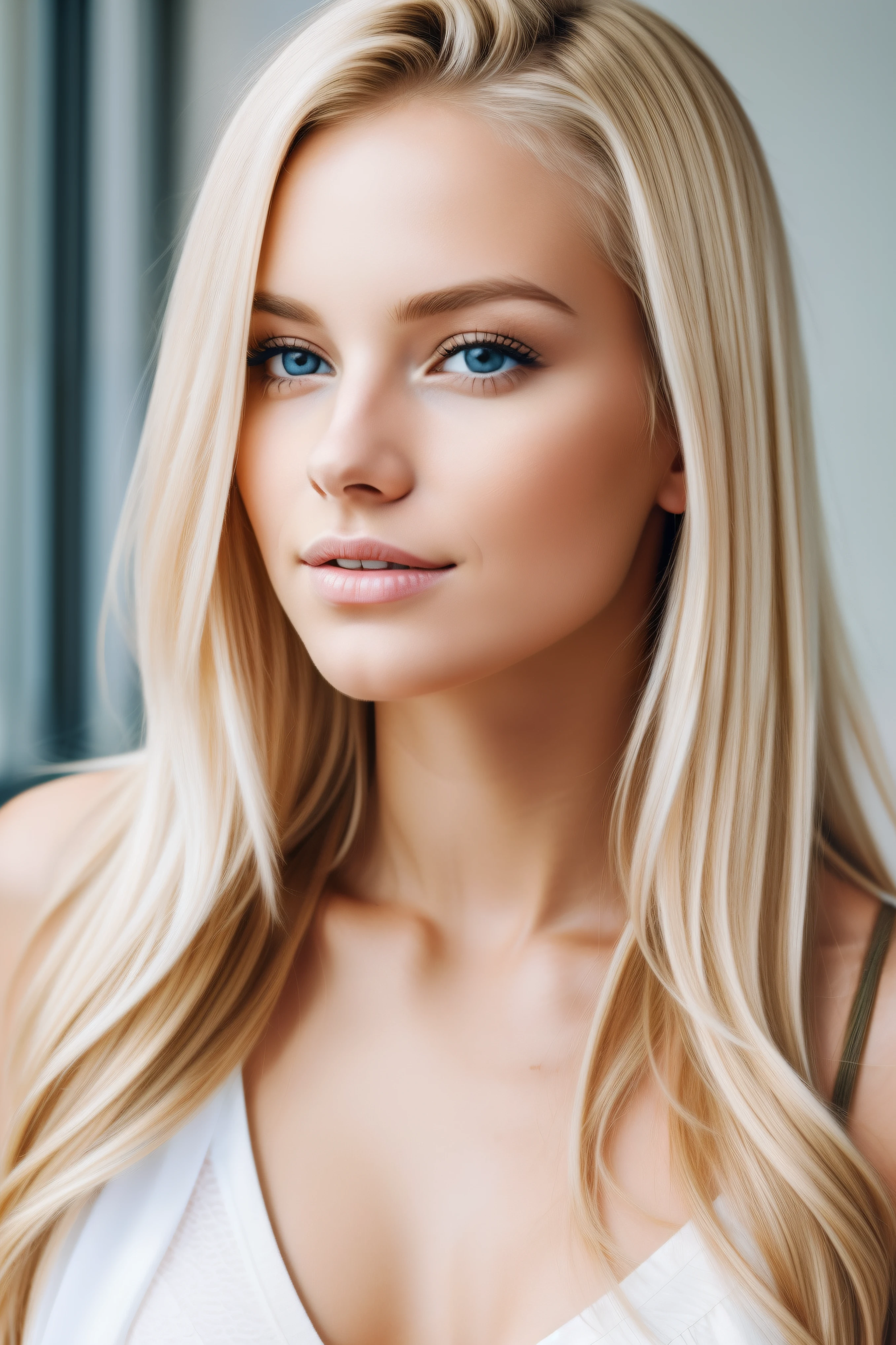 ootorRealist, Realist, Beautiful tanning lighting Very beautiful hexagonal face of European model girl. In der Ballade. Oberteil und Rock mit rosa. Aufgehelltes blondes Haar, cute greenish-blue eyes. Very Fine. Very beautiful face. Very nice and well detailed face. very nice body. Freizeitkleidung, die in die Kamera starrt