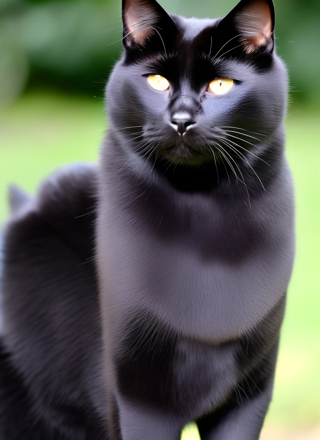 A black cat has a small number of gray spots。The mouth has white hairs。Become human