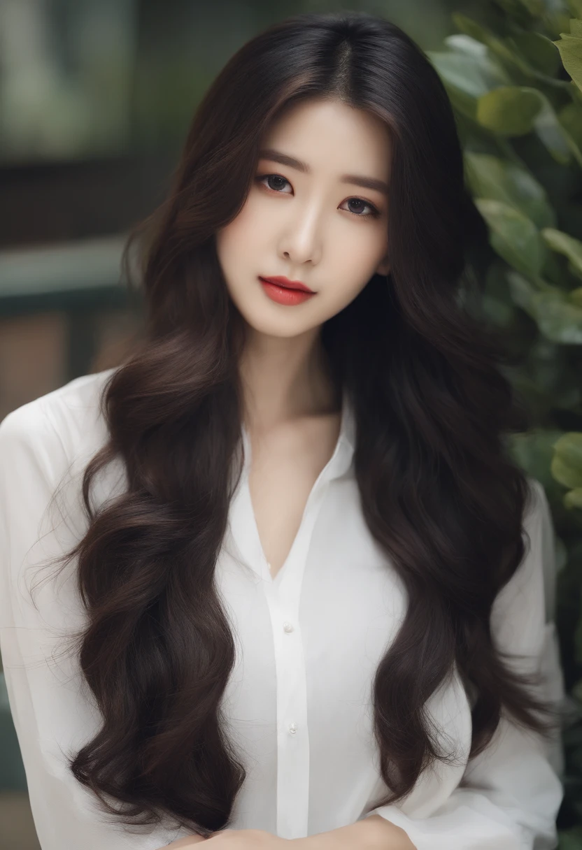 Araffe Asian woman with long black hair and white shirt, ulzzang, jinyoung shin, with long hair, Gorgeous young Korean woman, bae suzy, asian girl with long hair, jaeyeon nam, Korean Girl, Beautiful young korean woman, Long wavy black hair, heonhwa choe, wavy long-length black hair, wavy shoulder-length hair