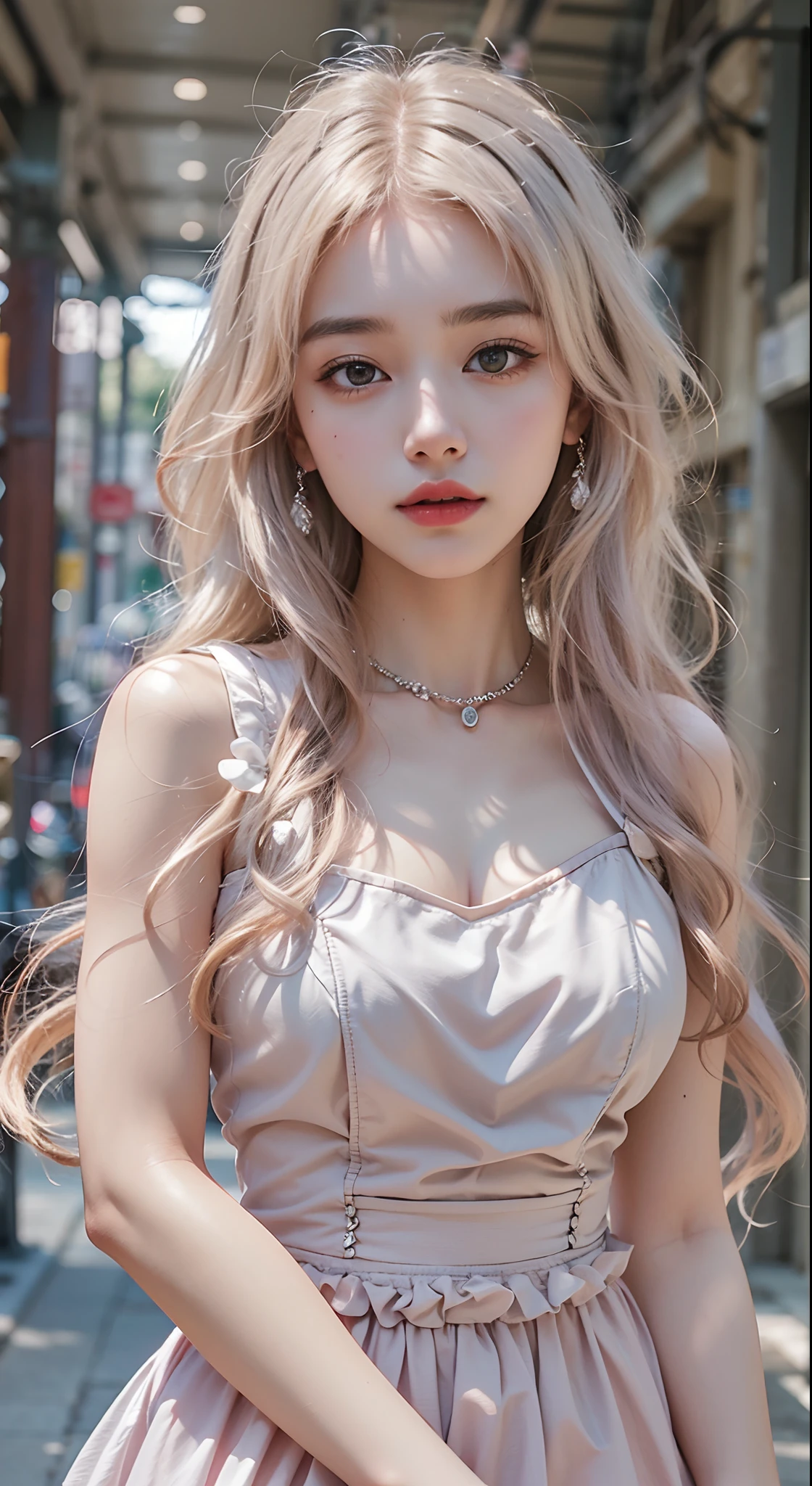 ((top-quality、​masterpiece))、Raw photography、8K、top-quality、 超A high resolution、Beautiful face in every detail、Realistic human skin、Gentle expression、front-facing view、Farbe々From an angle、realisitic、Photorealsitic、Beautie、bangss、Beautuful Women、