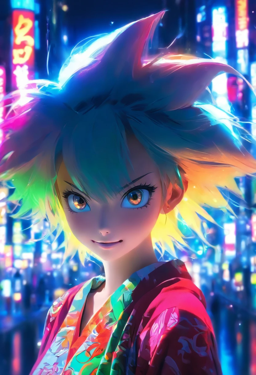 1girl，street Tokyo，the night，city scenery，City lights，The upper part of the body，closeup cleavage，ssmile，，（8k，RAW photos，Best Picture Quality，tmasterpiece：1.2），（fidelity，Realism：1.37），Flicker，piercingeyes，colourful light，shallowdepthoffield
