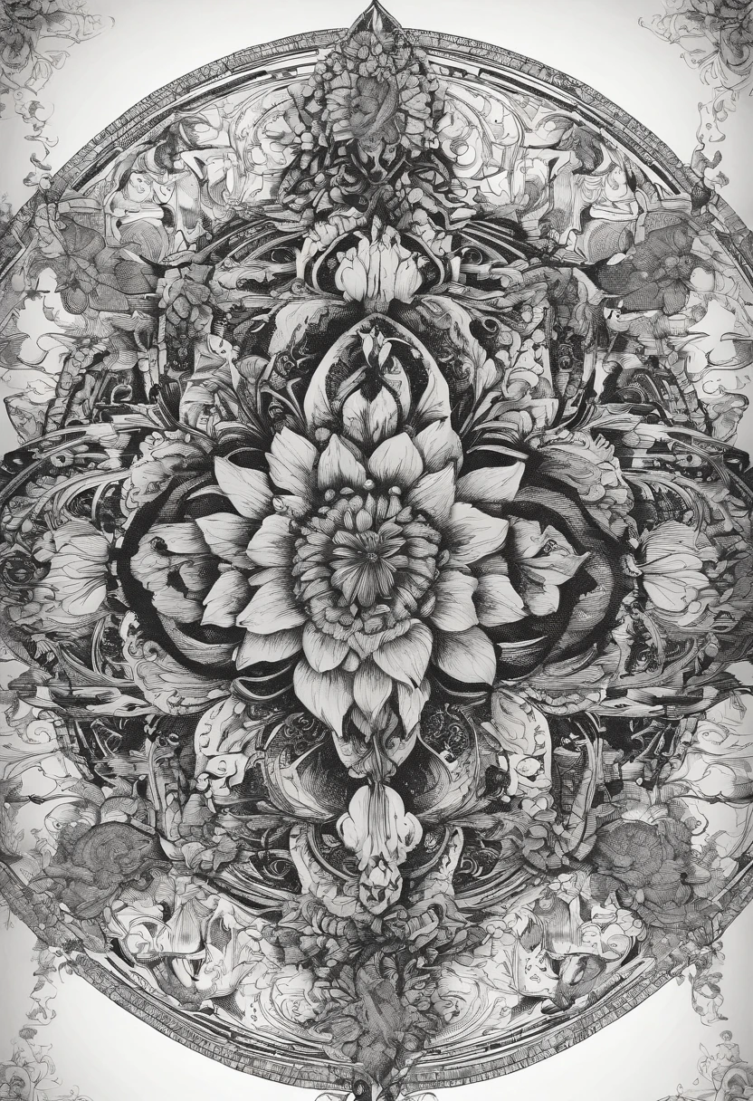 bloody mandala flower pencil sketch