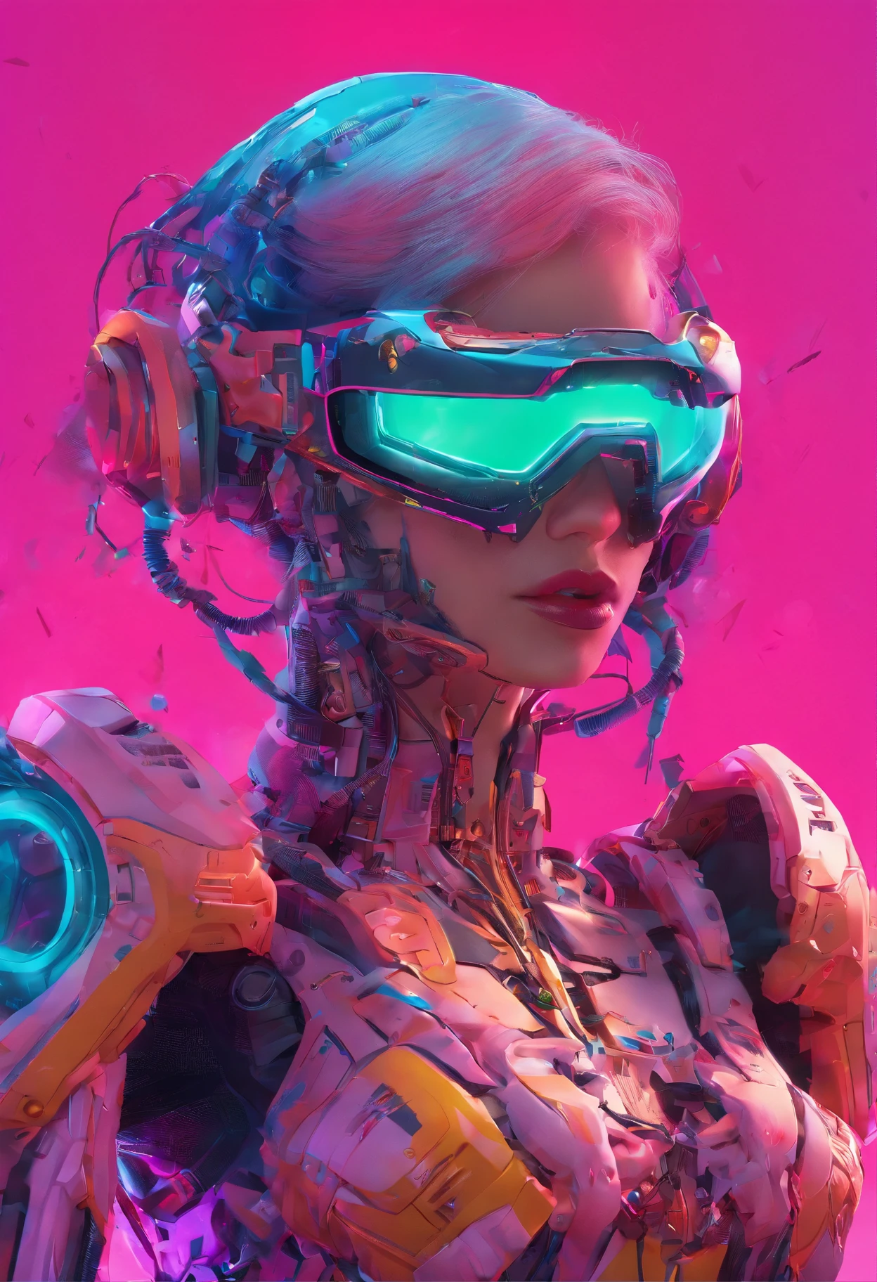 (highly detailed: 1.2), (Canon EOS R6 with the best picture quality: 1.2), (8K: 1.0), (EMB-RRF-Byshaw: 1.0), (The cybernetic skull that opens in the middle has a lot of large black tattoos on it,The interior is shown, Detal Face, hyper detail eyes,Wearing high-tech sunglasses with a holographic display 1.2), foco nítido (an award winning photograph: 1.2), (subsurfacescattering: 1.2), (subsurfacescattering: 1.2). 1.1) (A beautiful ultra-fine robot: 1.2), ( Ultra-fine hair: 1.2), (wonderful body: 1.2), (full bodyesbian: 1.2), (Dynamic stance :1.2), neon glowing, (detailed cybernetic eyes:1.1), Close-up (hyper realisitc:1.2), roleplaying, Cyberpunk 2077 style, Dramatic lighting, (Highly detailed futuristic cityscapes:1.2), (scientific fiction: 1.2). 1.2), professional portrait photography, por WLOP greg rutkowski, Jeffrey Simpson, Alphonse Mucha