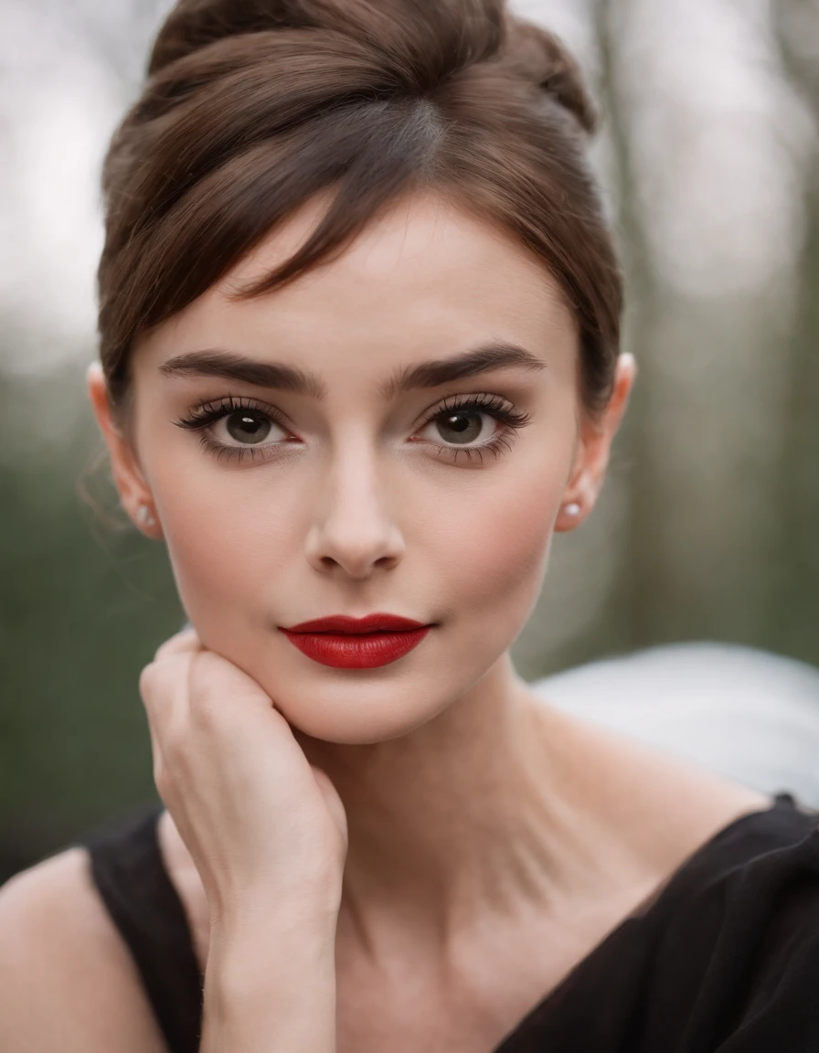 up close photo of 1girl, 30 years old, Glamour like Audrey Hepburn, ultra realista