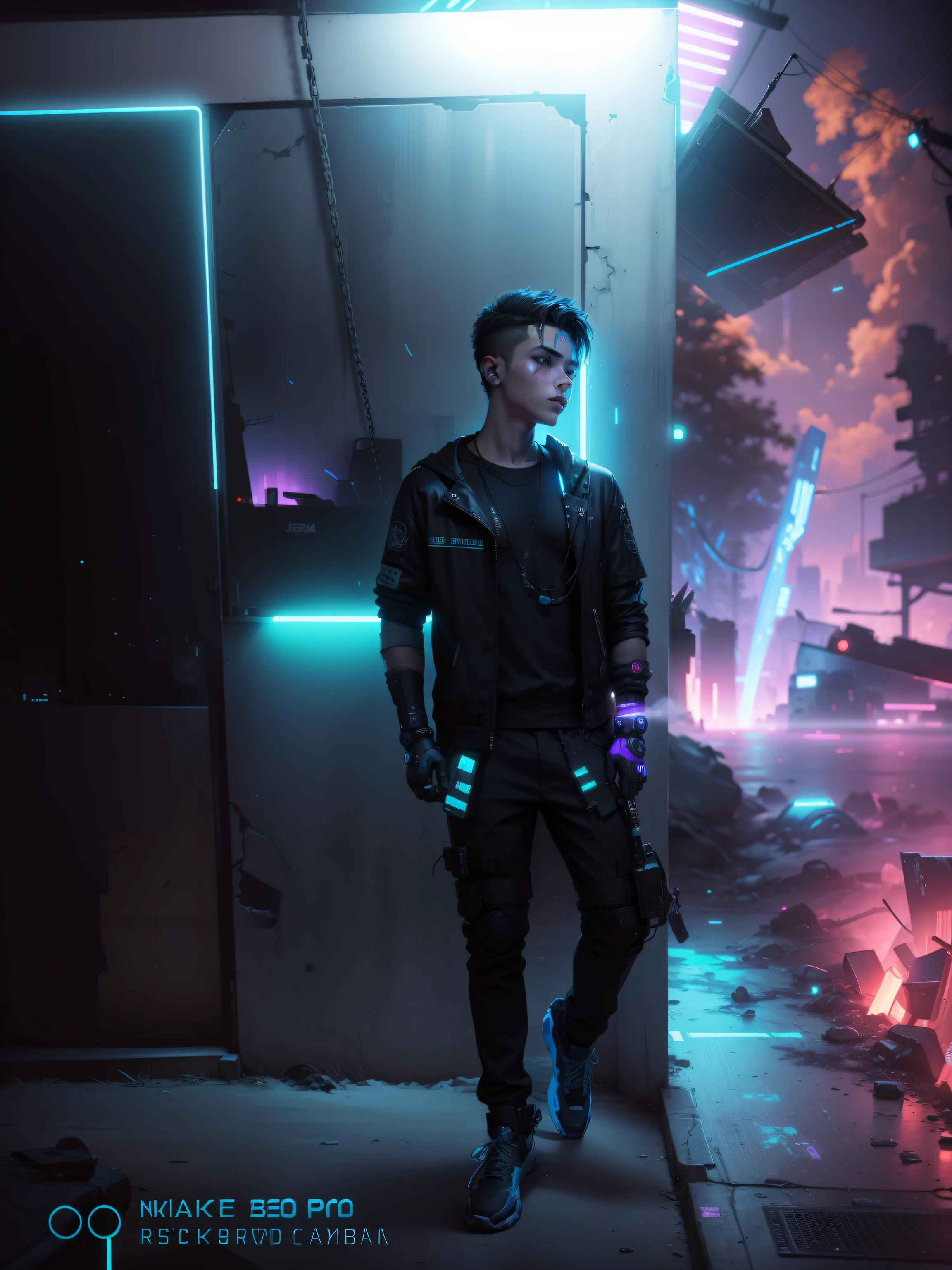 Background change. Cyberpunk. Realistic boy . handsome boy.8k